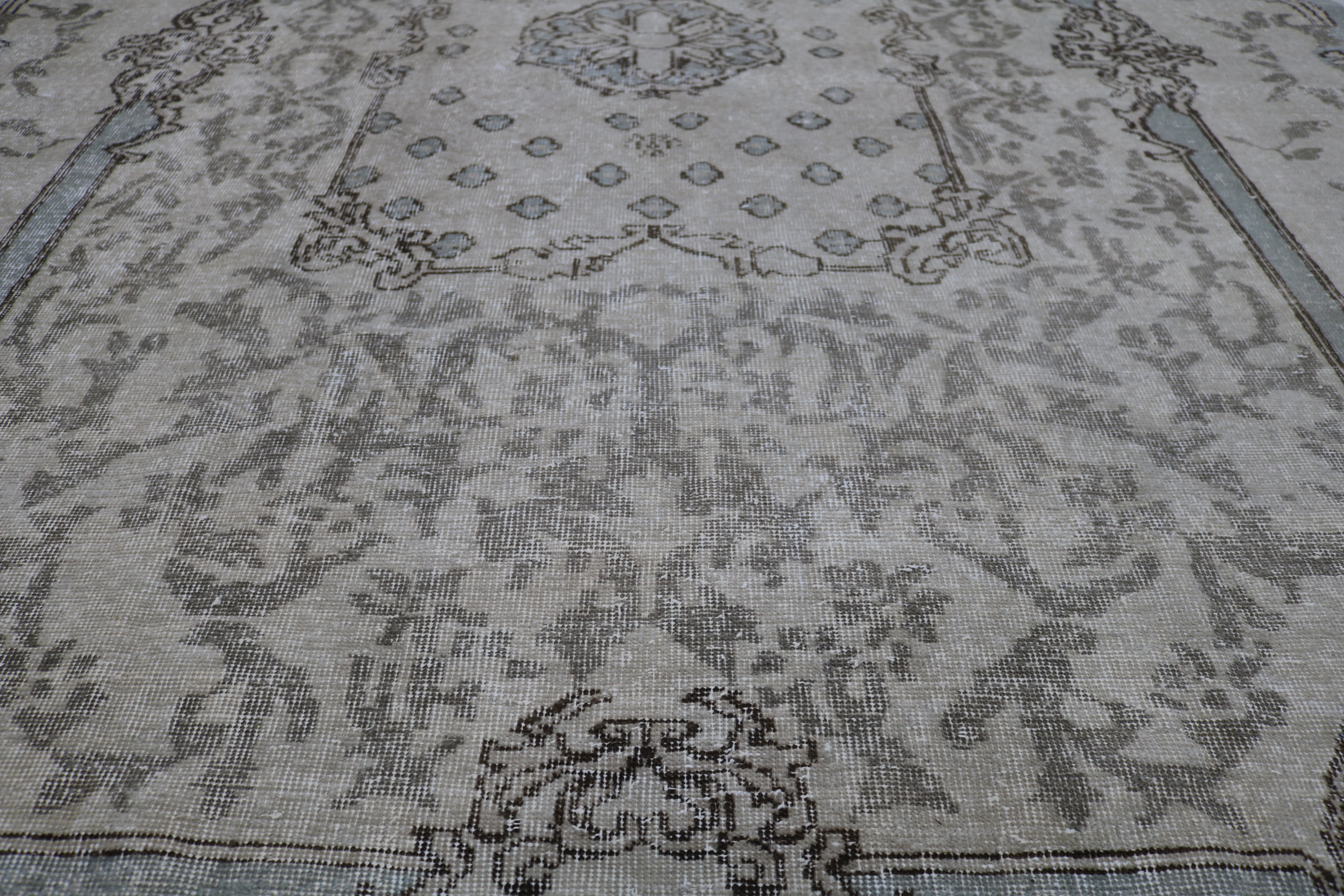 Close-up of hand-woven wool texture on vintage Turkish Sparta rug