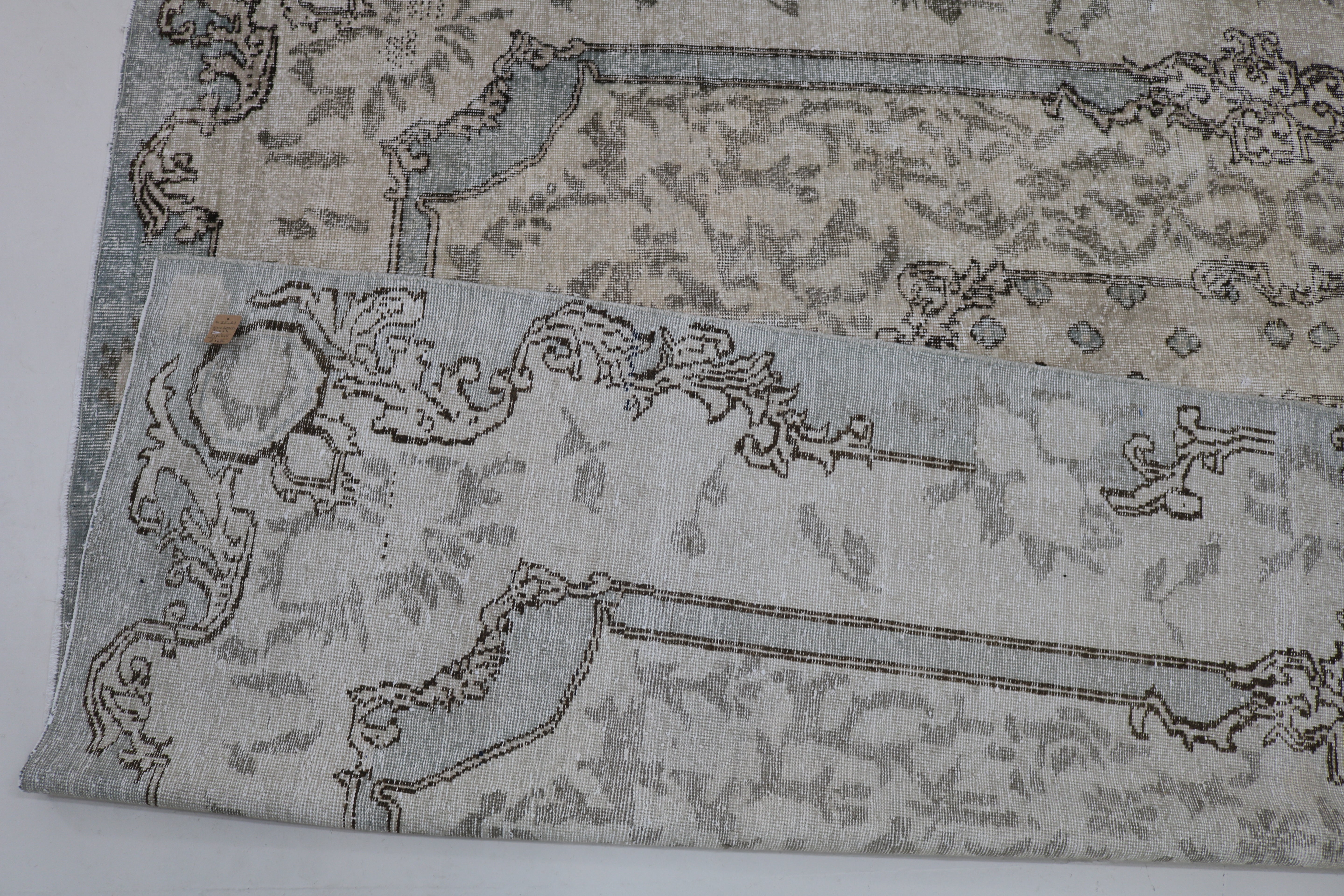 Close-up of hand-woven wool texture on vintage Turkish Sparta rug