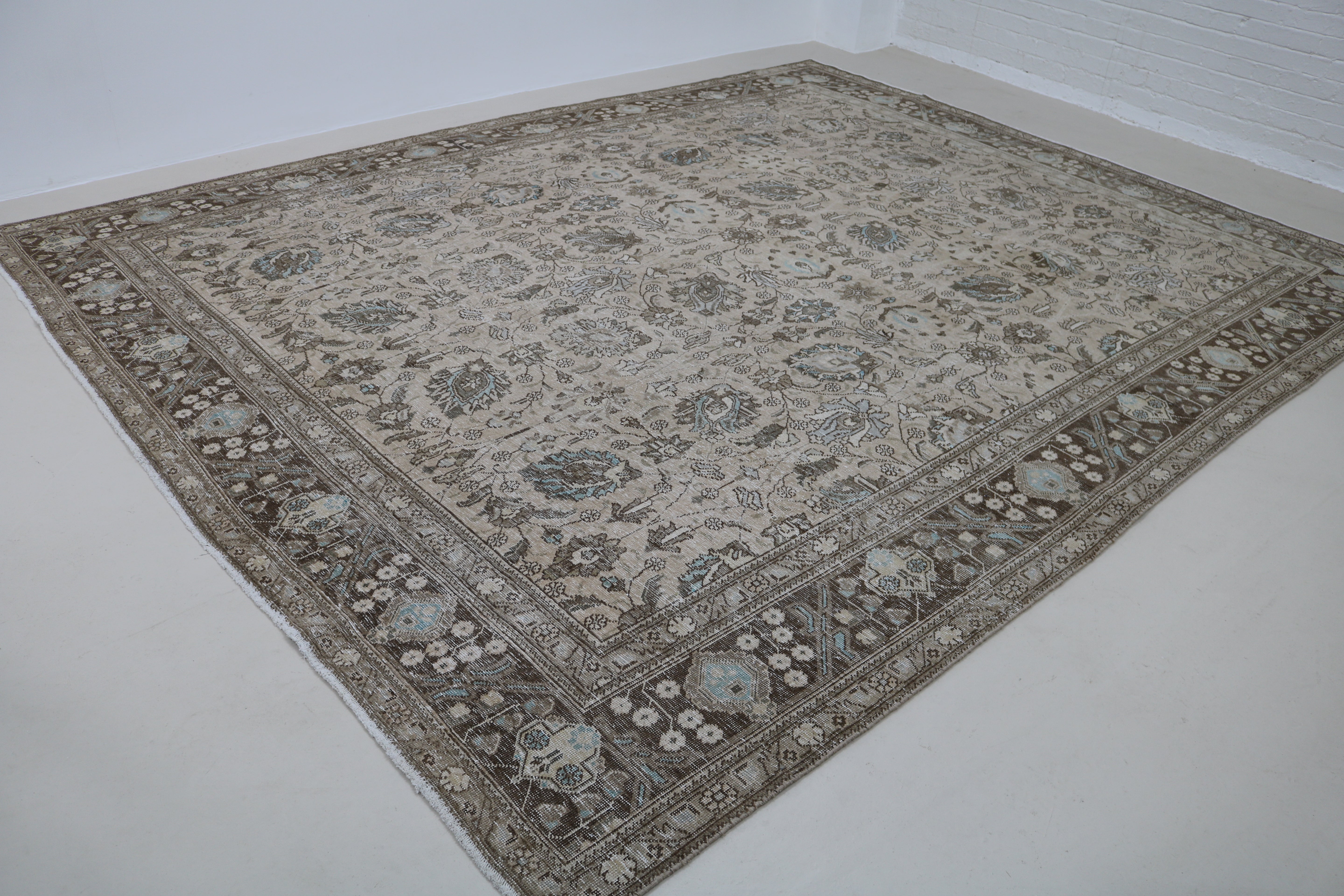 Decorative Vintage Persian Tabriz Carpet, 380 × 296 cm, Circa 1940