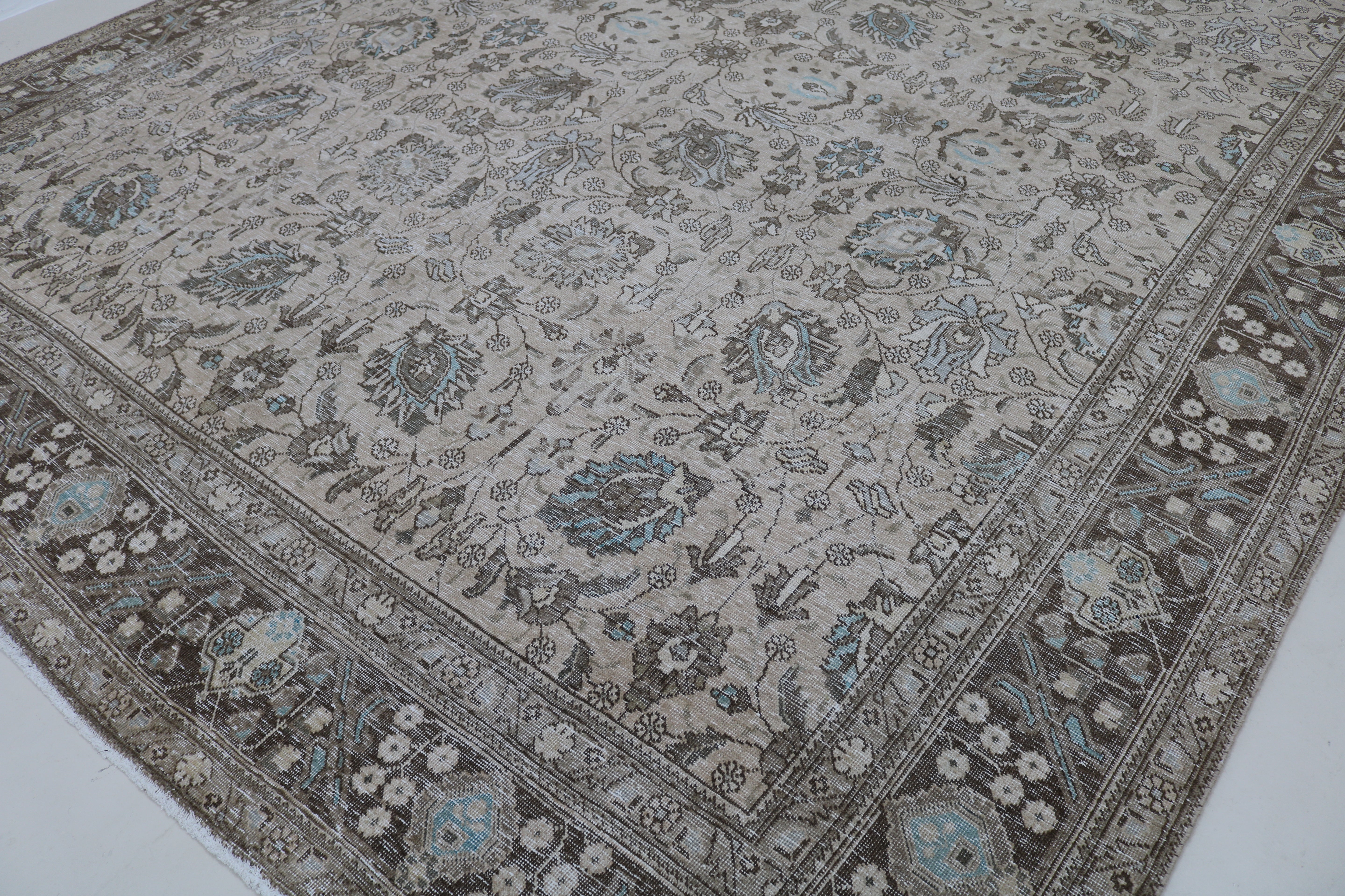 Decorative Vintage Persian Tabriz Carpet, 380 × 296 cm, Circa 1940