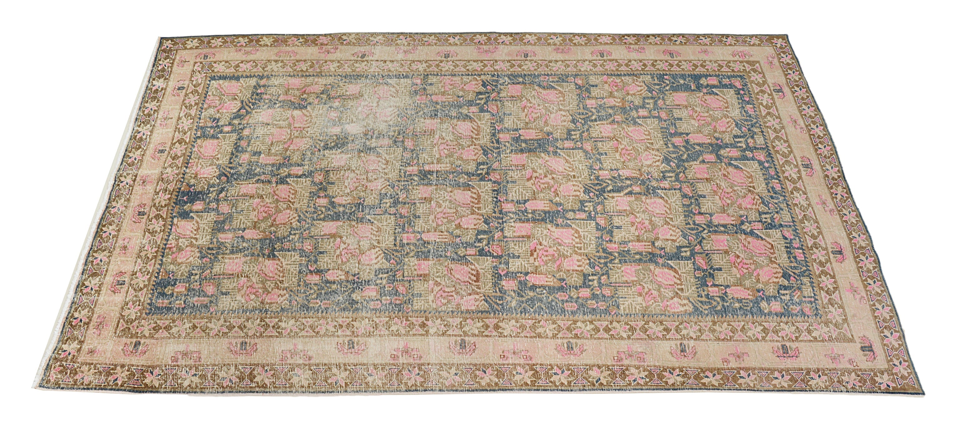 Hand-knotted vintage Persian Afshar rug with geometric tribal design and aged tones