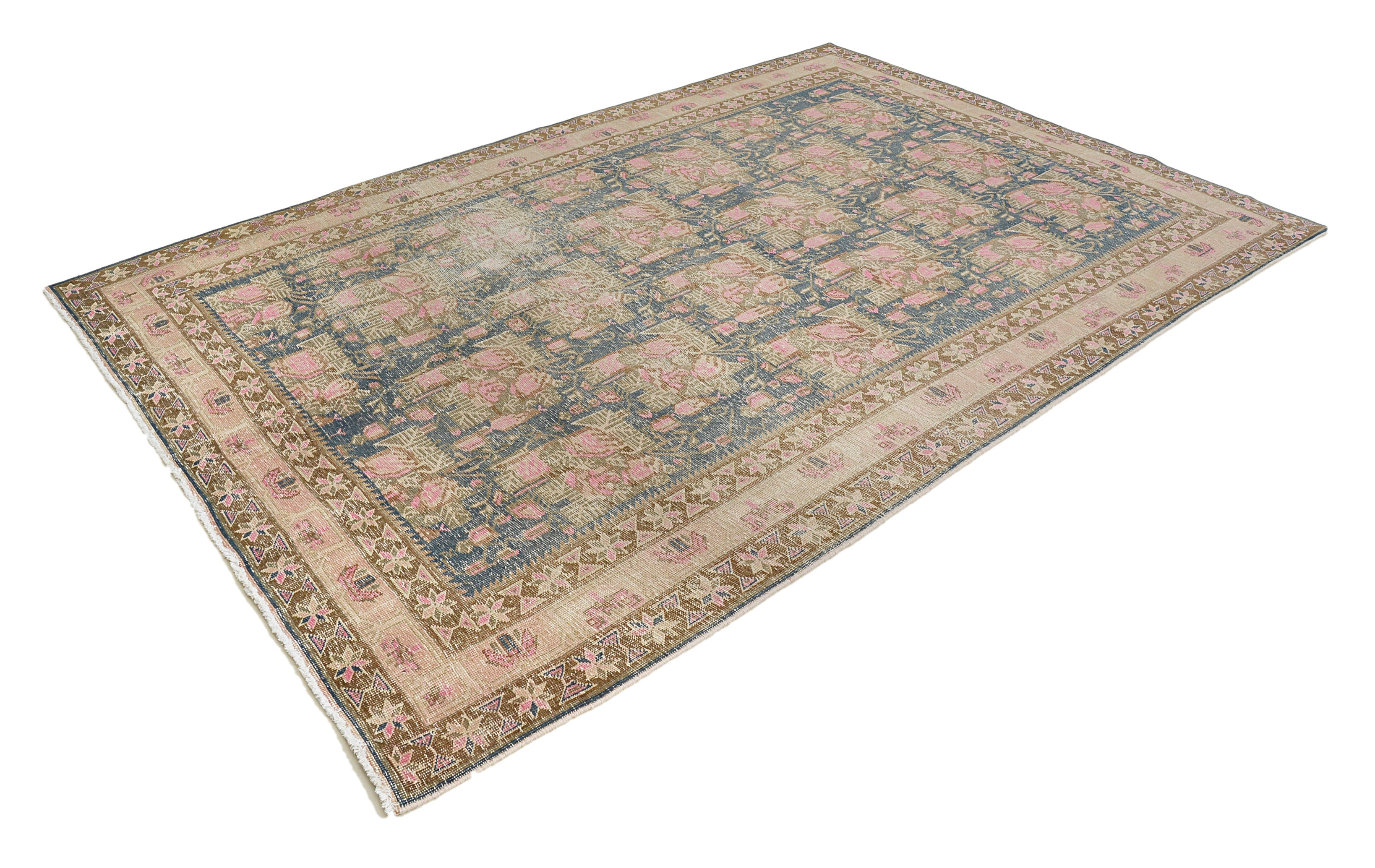 Large vintage Afshar rug from Persia featuring structured geometric motifs