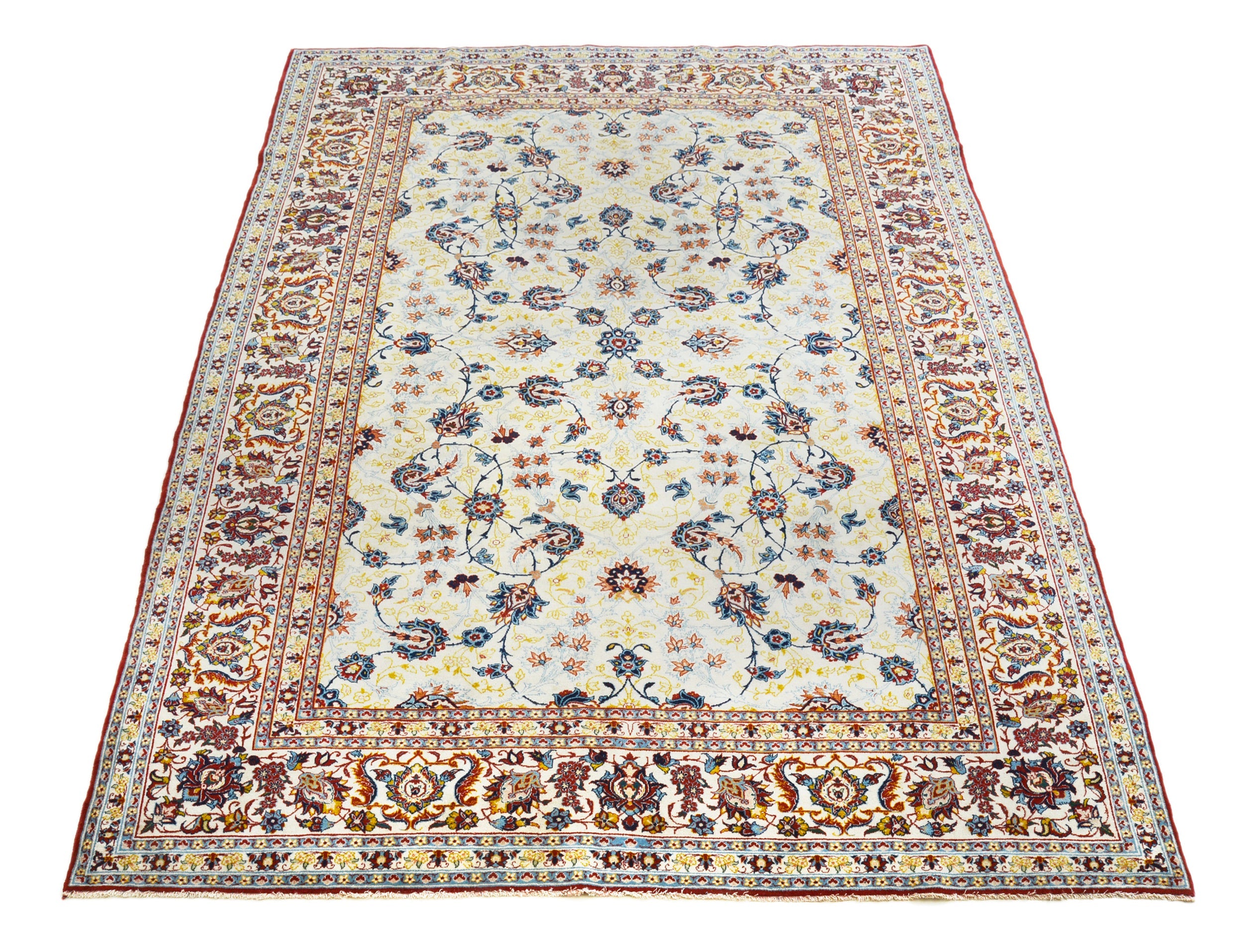 Full view of fine antique Persian Kashan rug 280x200 cm handwoven in Iran, circa 1930