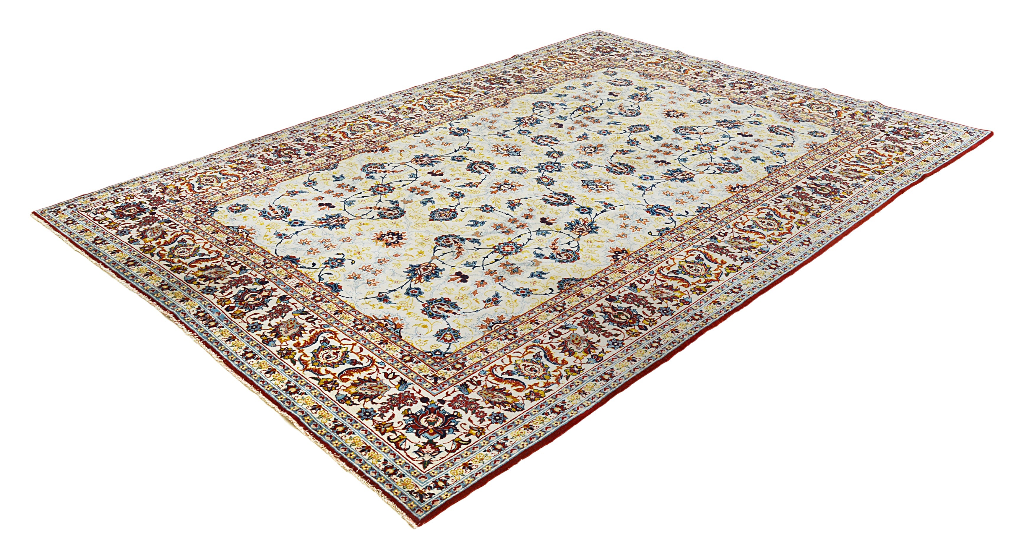 Medium-size antique Persian Kashan rug featuring refined pattern and balanced composition