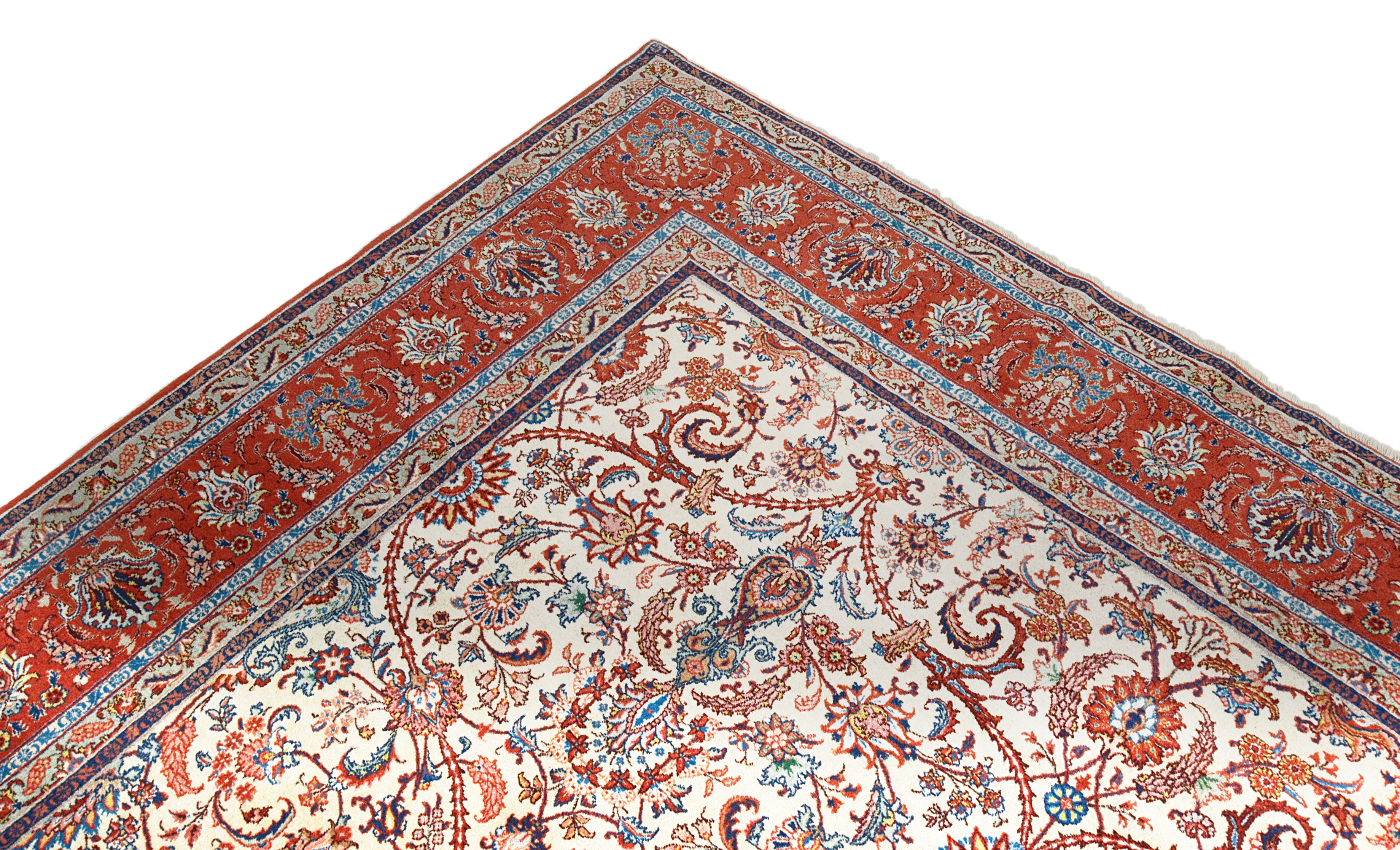 Medium-size antique Persian Tabriz rug featuring refined pattern and balanced composition