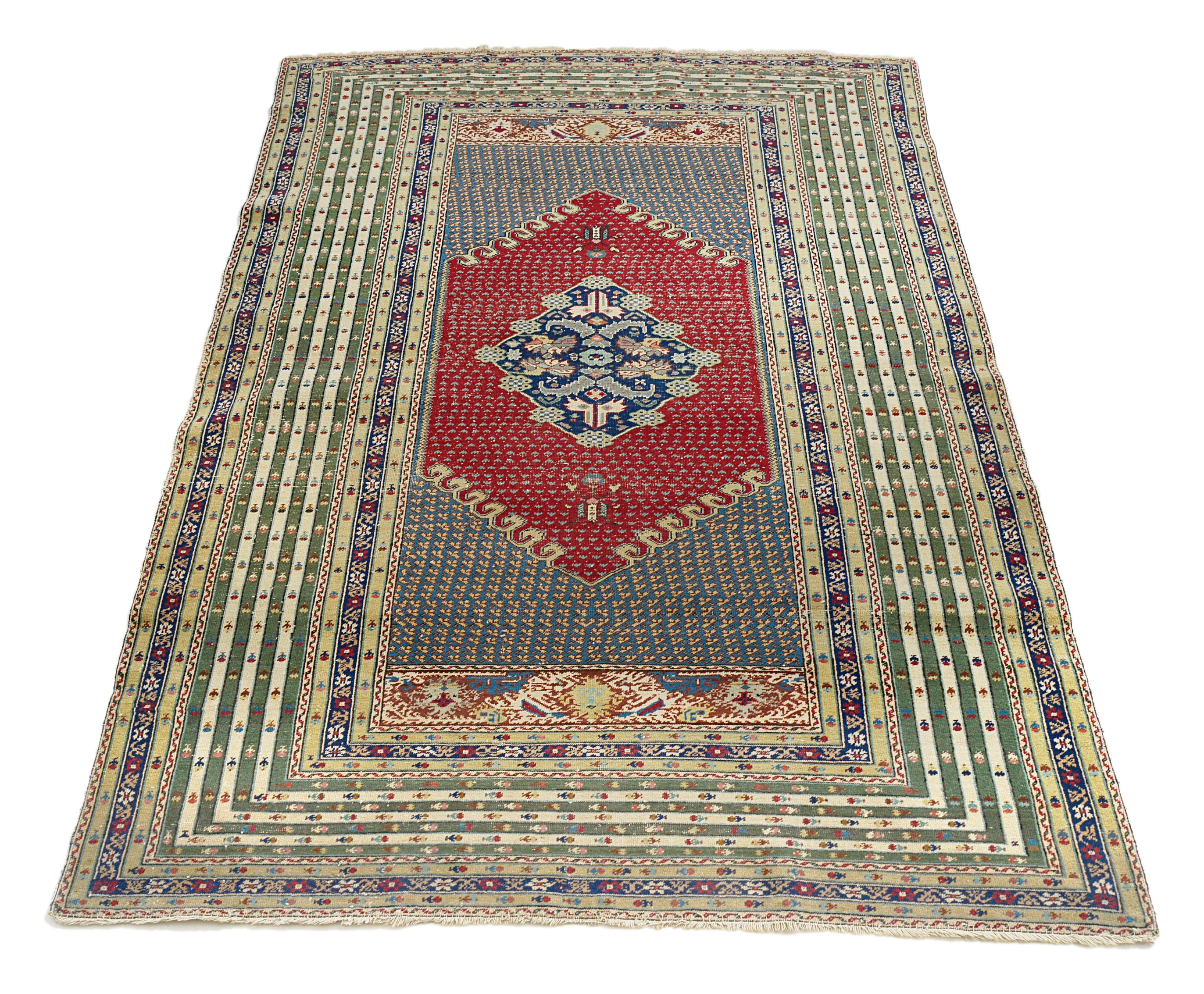 Full view of antique Turkish rug 172x118 cm handwoven in Anatolia, circa 1900