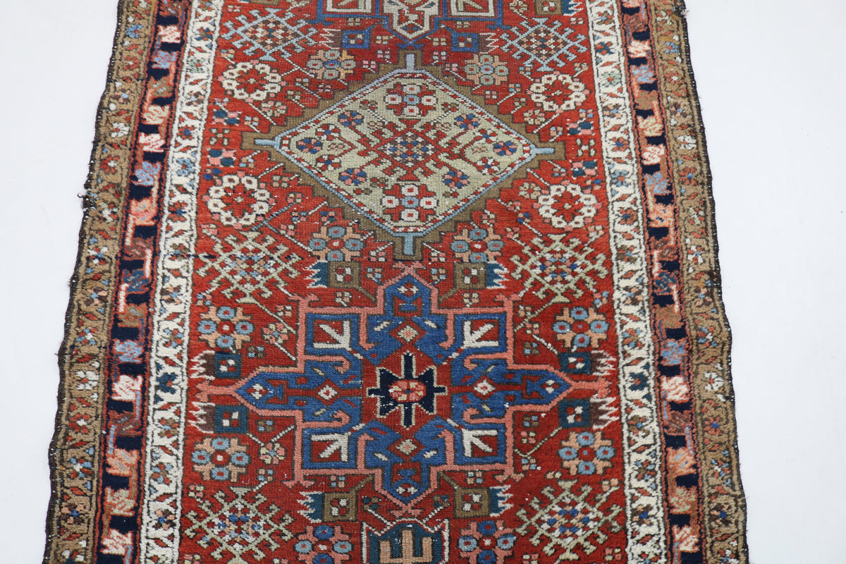 Close-up of runner showing central diamond medallion and intricate geometric patterns