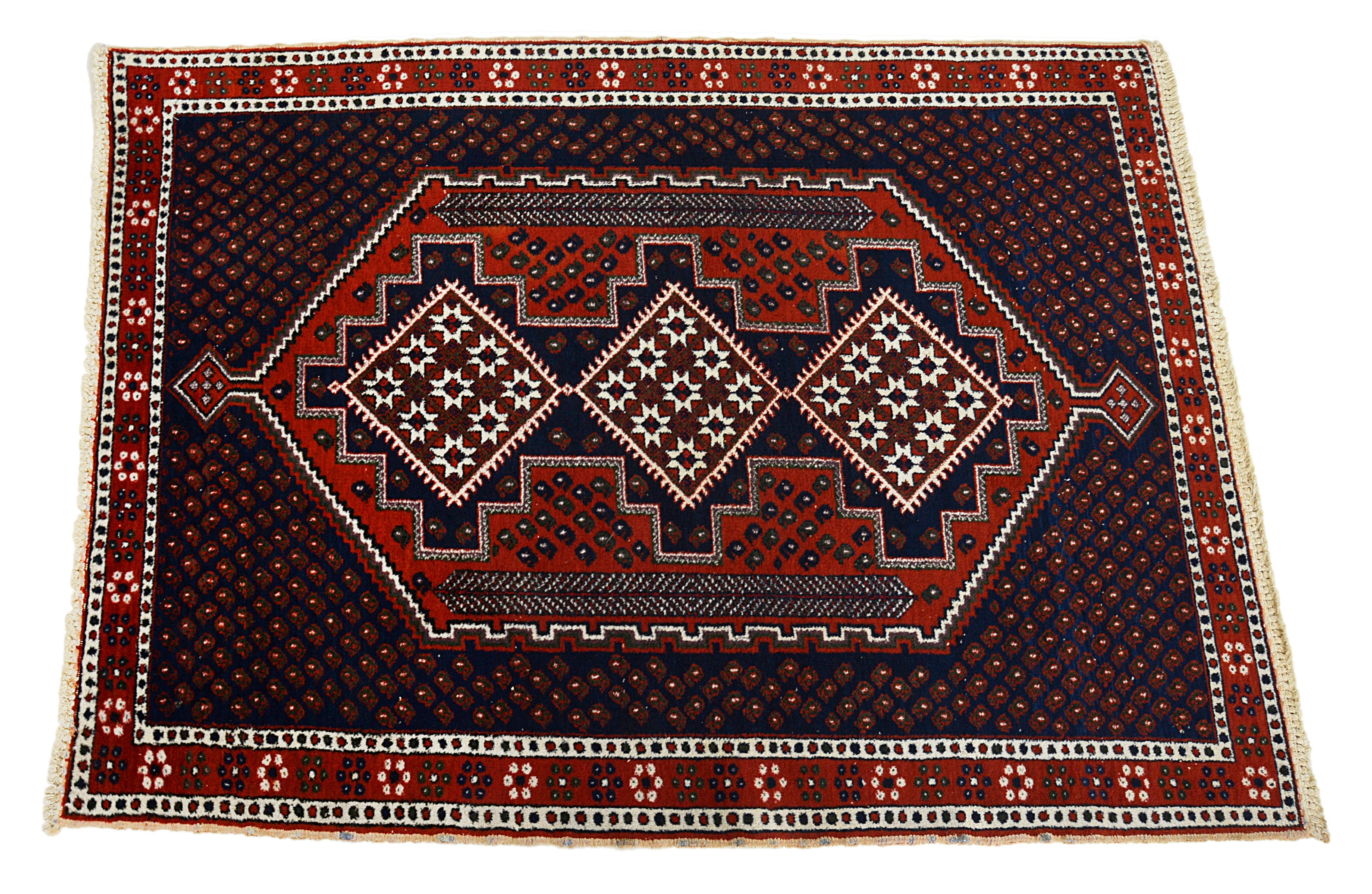 The central field design on an antique Persian Afshar rug