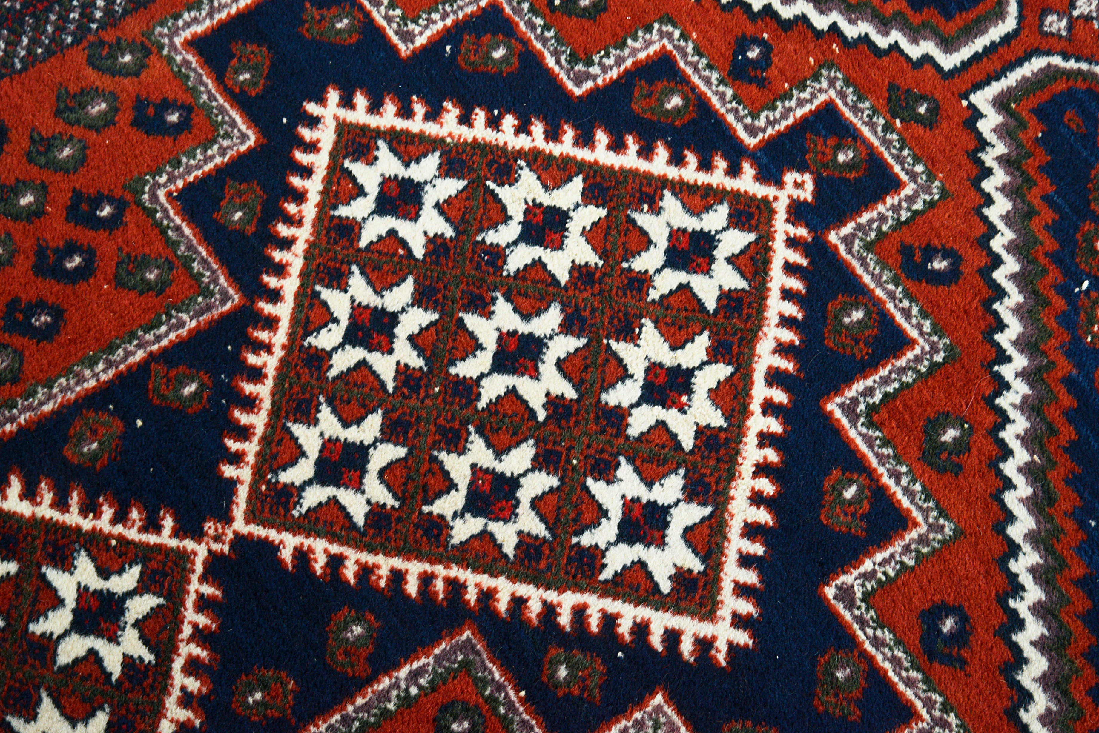 Close-up of the central field design on an Persian Afshar rug