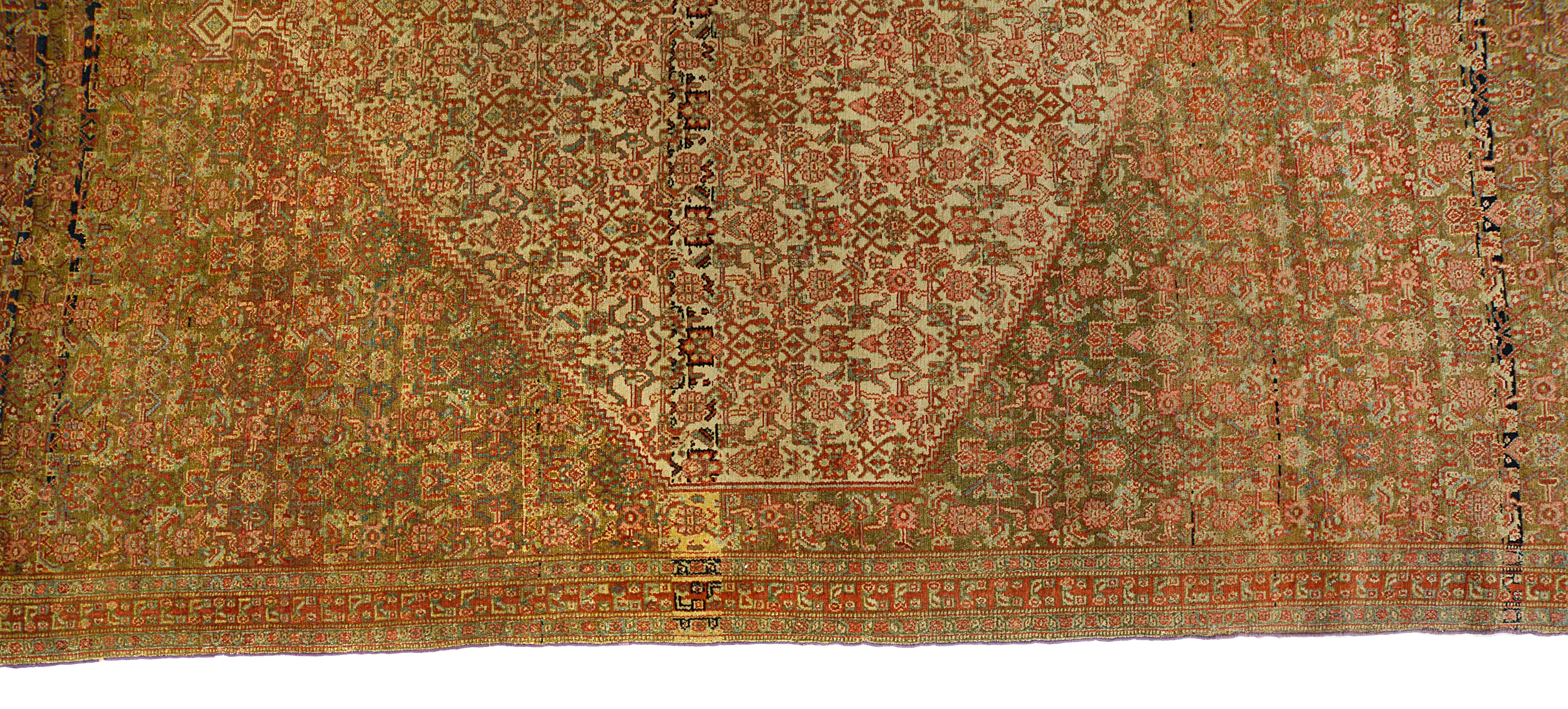 Border detail of an antique Persian Senneh rug
