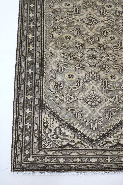 Decorative Persian Malayer runner with muted grey field, Herati motifs and detailed border
