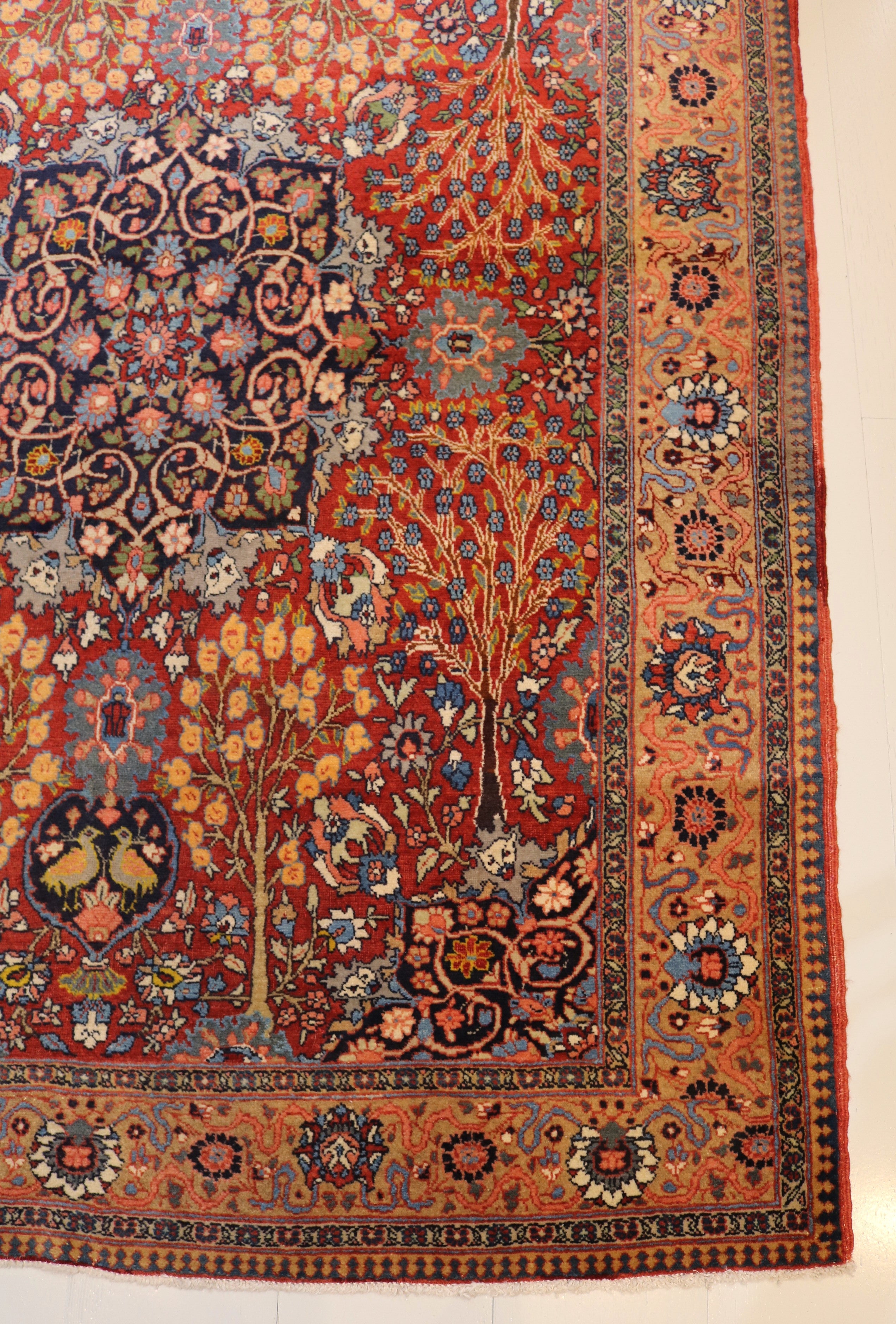 Fine Antique Persian Tabriz Rug with Trees, 186 × 137 cm, Circa 1920