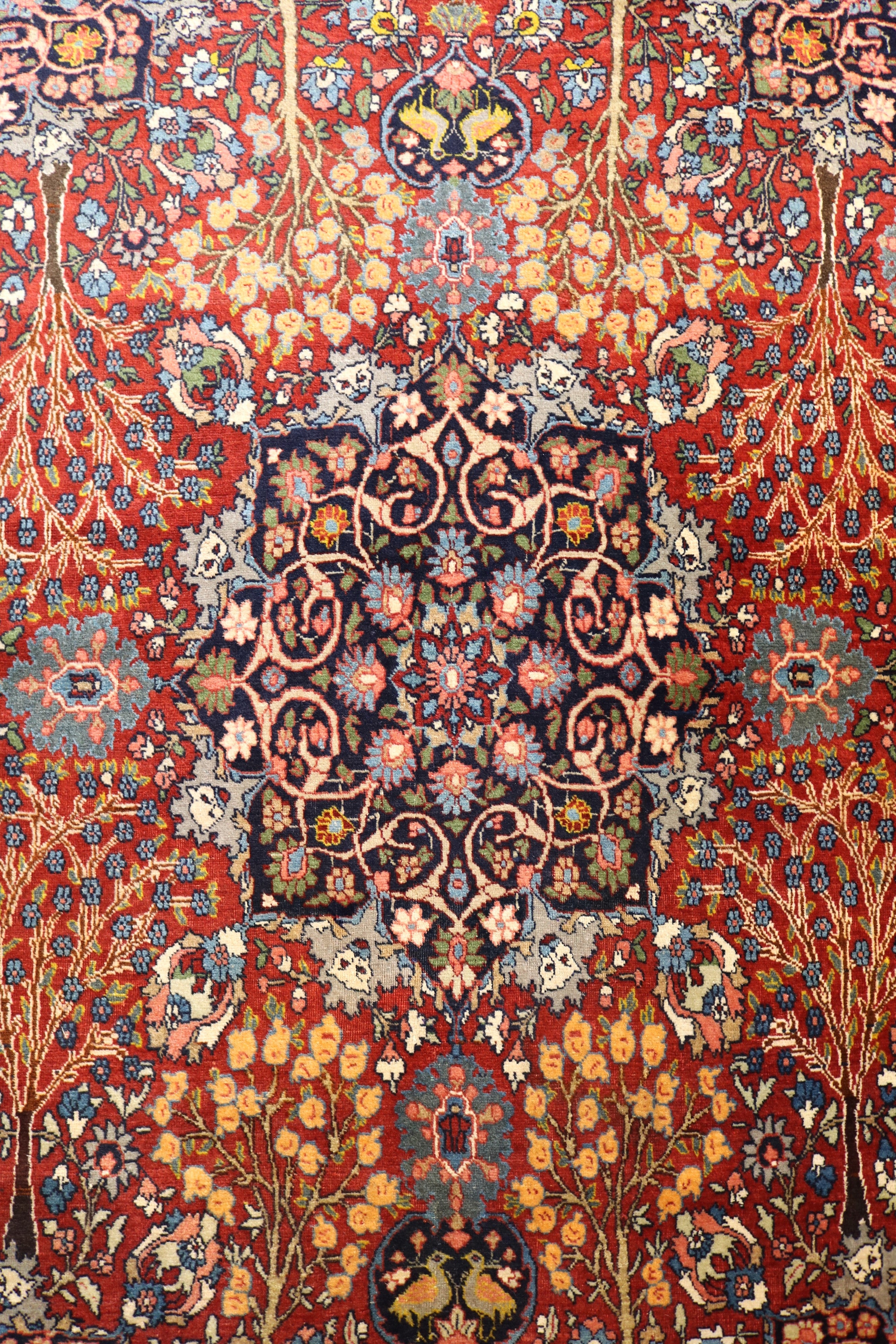 Fine Antique Persian Tabriz Rug with Trees, 186 × 137 cm, Circa 1920