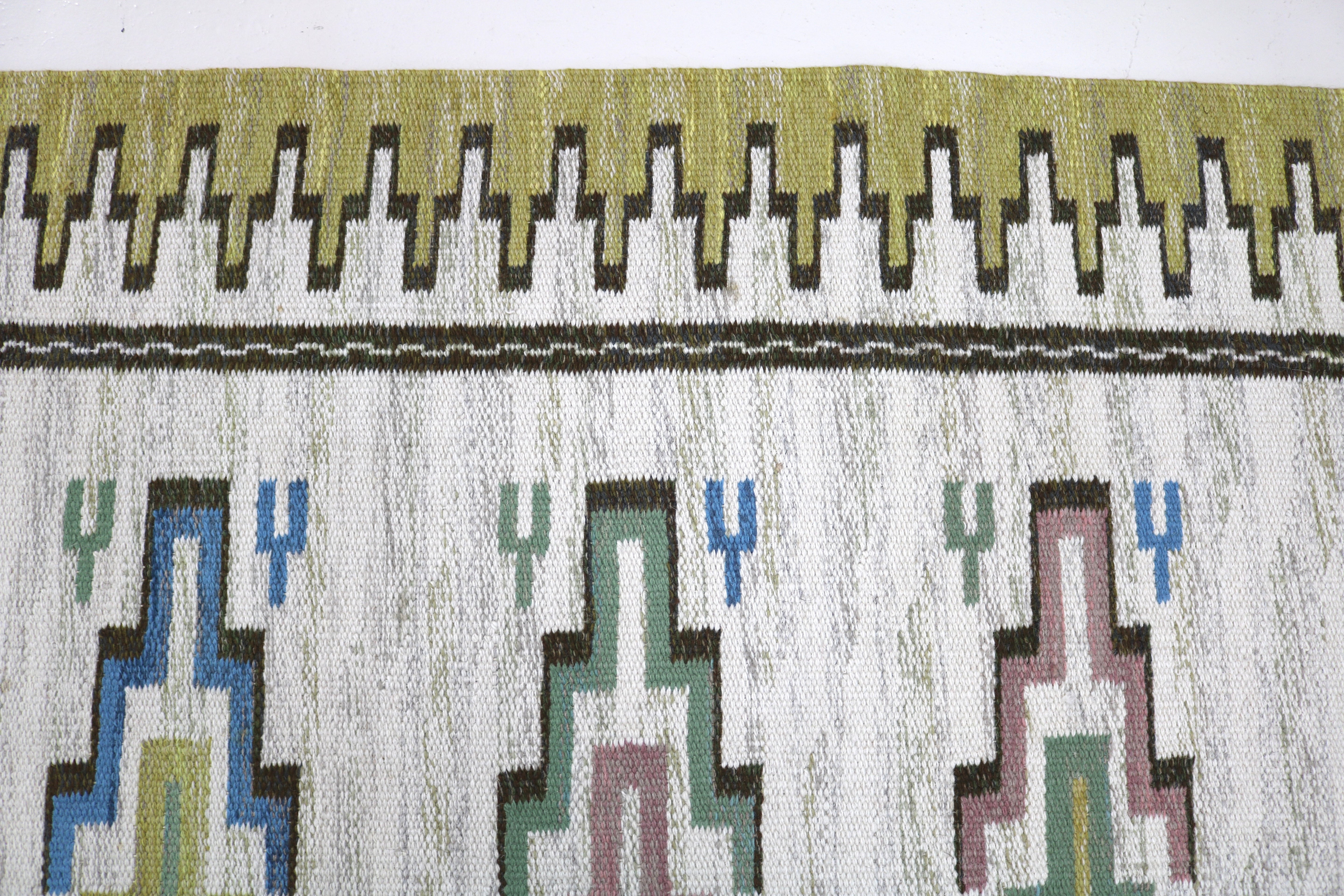 Vintage Swedish Kilim Rug, 216 × 136 cm (circa 1950s–1960s)