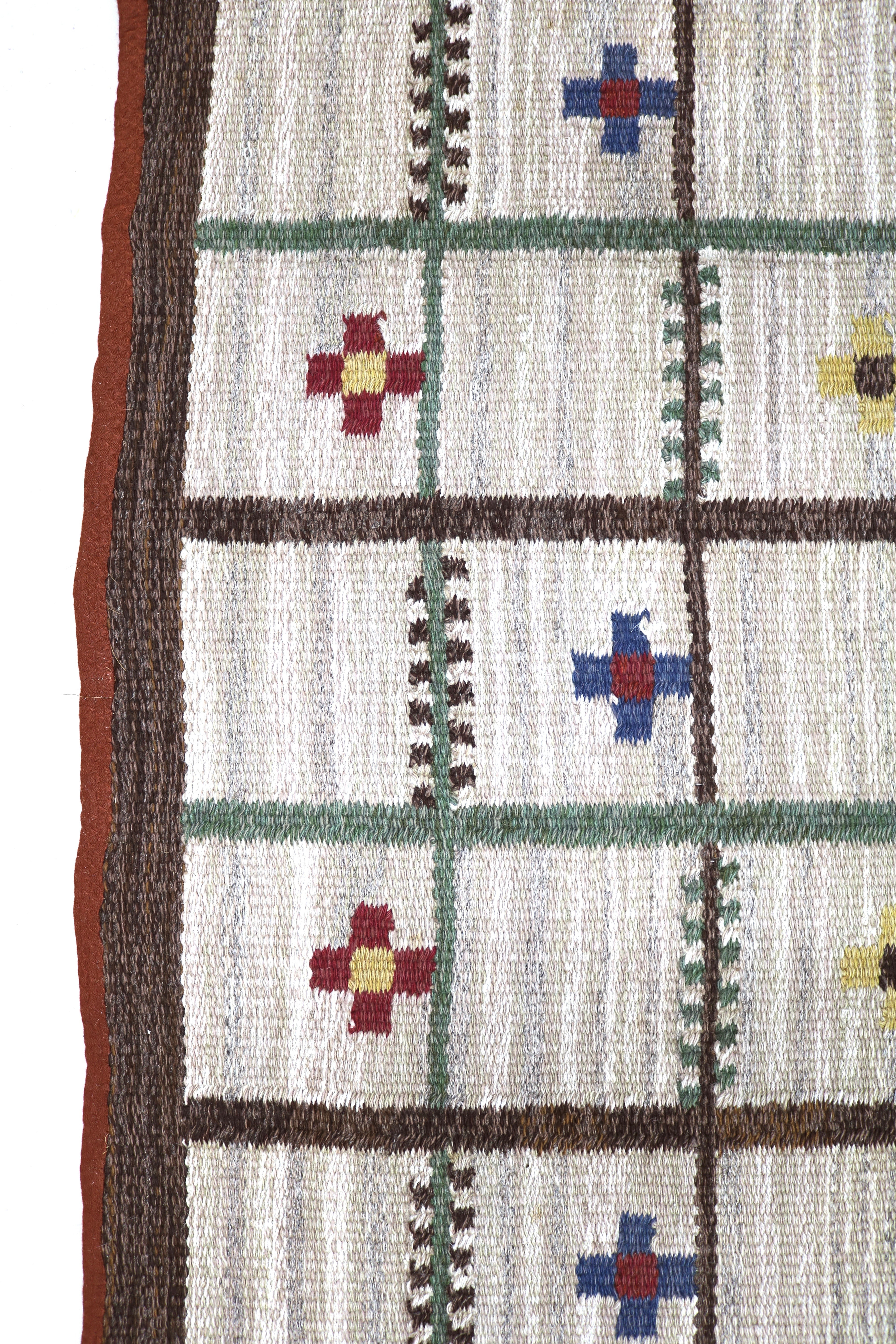 Vintage Swedish Kilim Rug, 230 × 127 cm (circa 1950s–1960s)