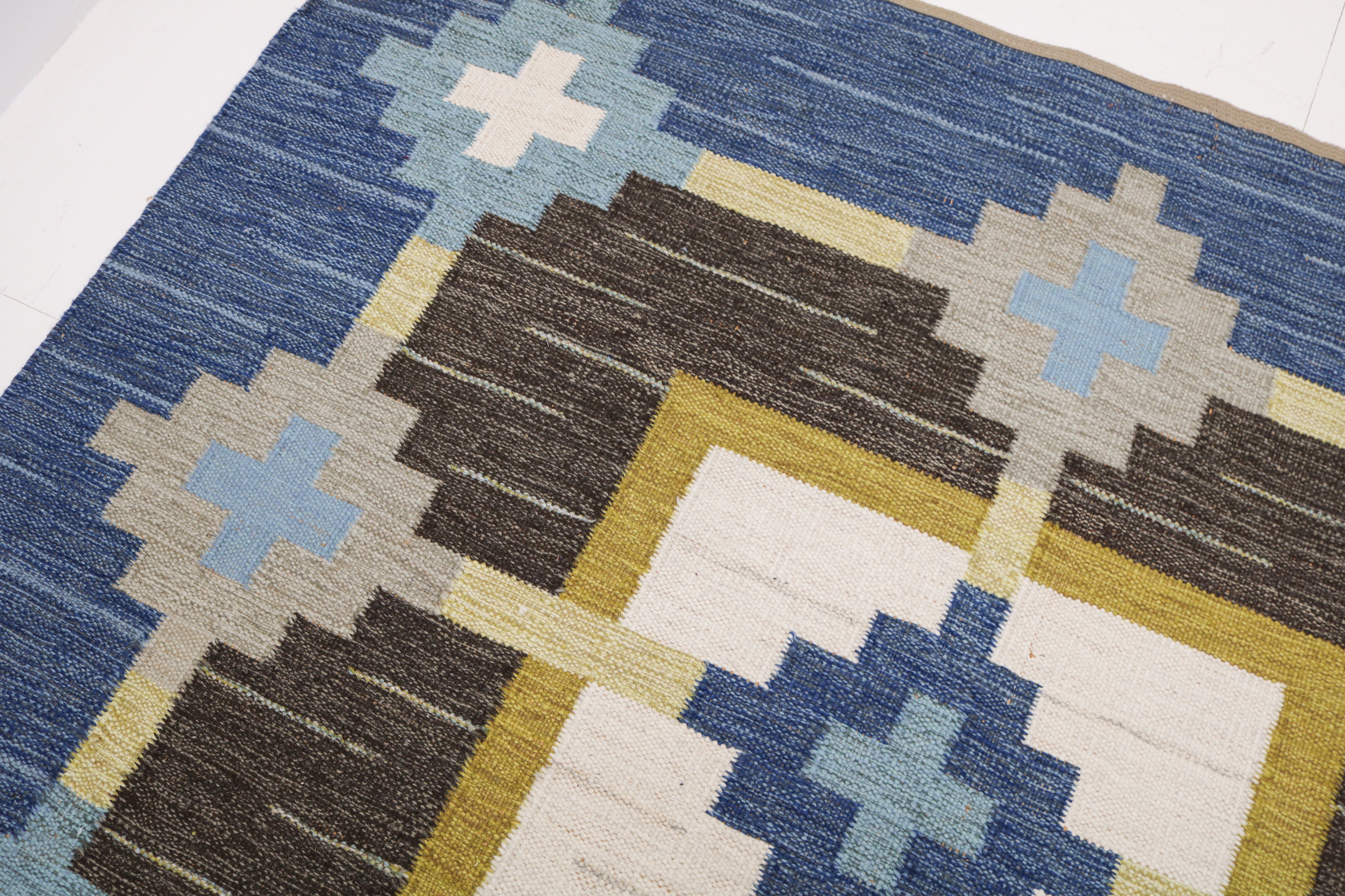 Vintage Swedish kilim rug 188 × 137 cm, handwoven wool Scandinavian flatweave 6