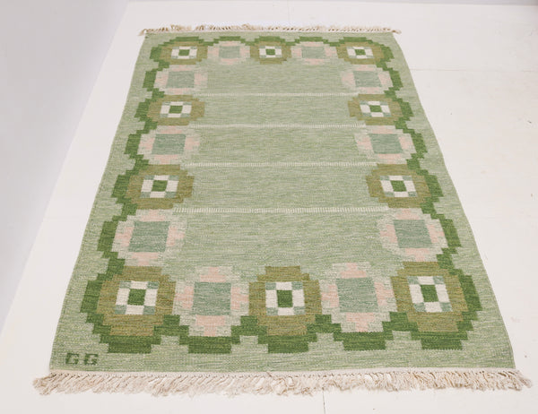 Vintage Swedish Kilim Rug, 240 × 137 cm (circa 1950s–1960s)