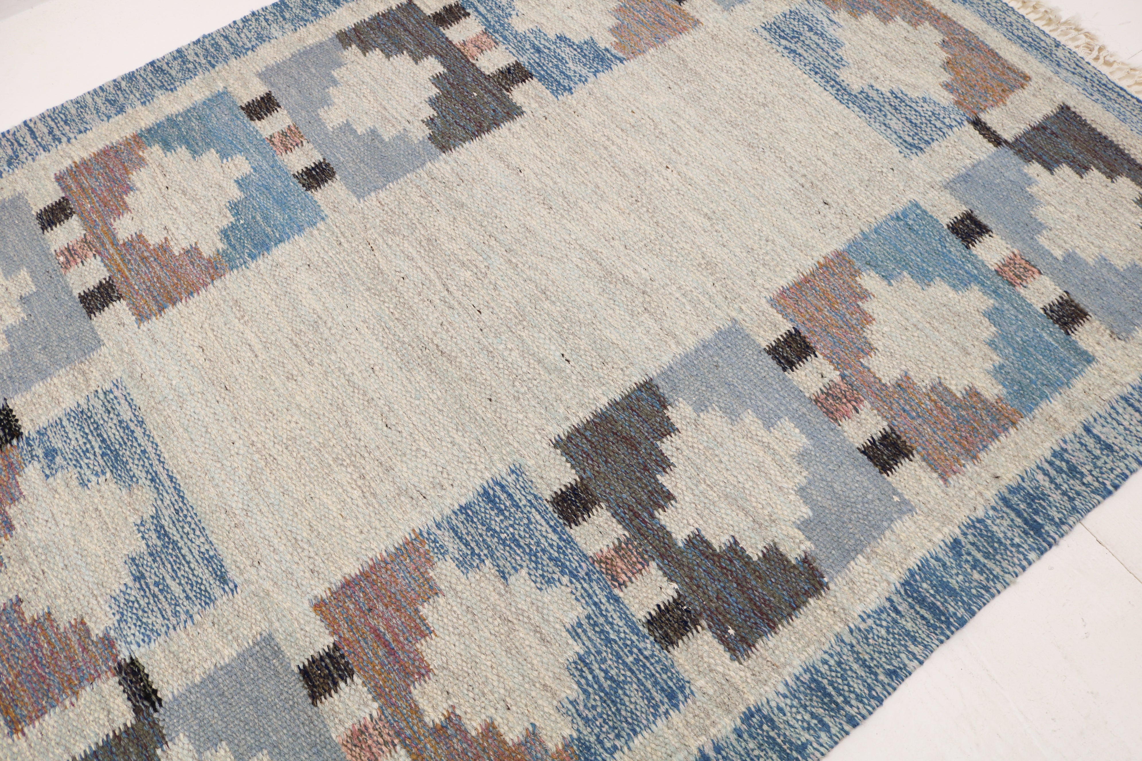 Vintage Swedish kilim rug 188 × 137 cm, handwoven wool Scandinavian flatweave 8