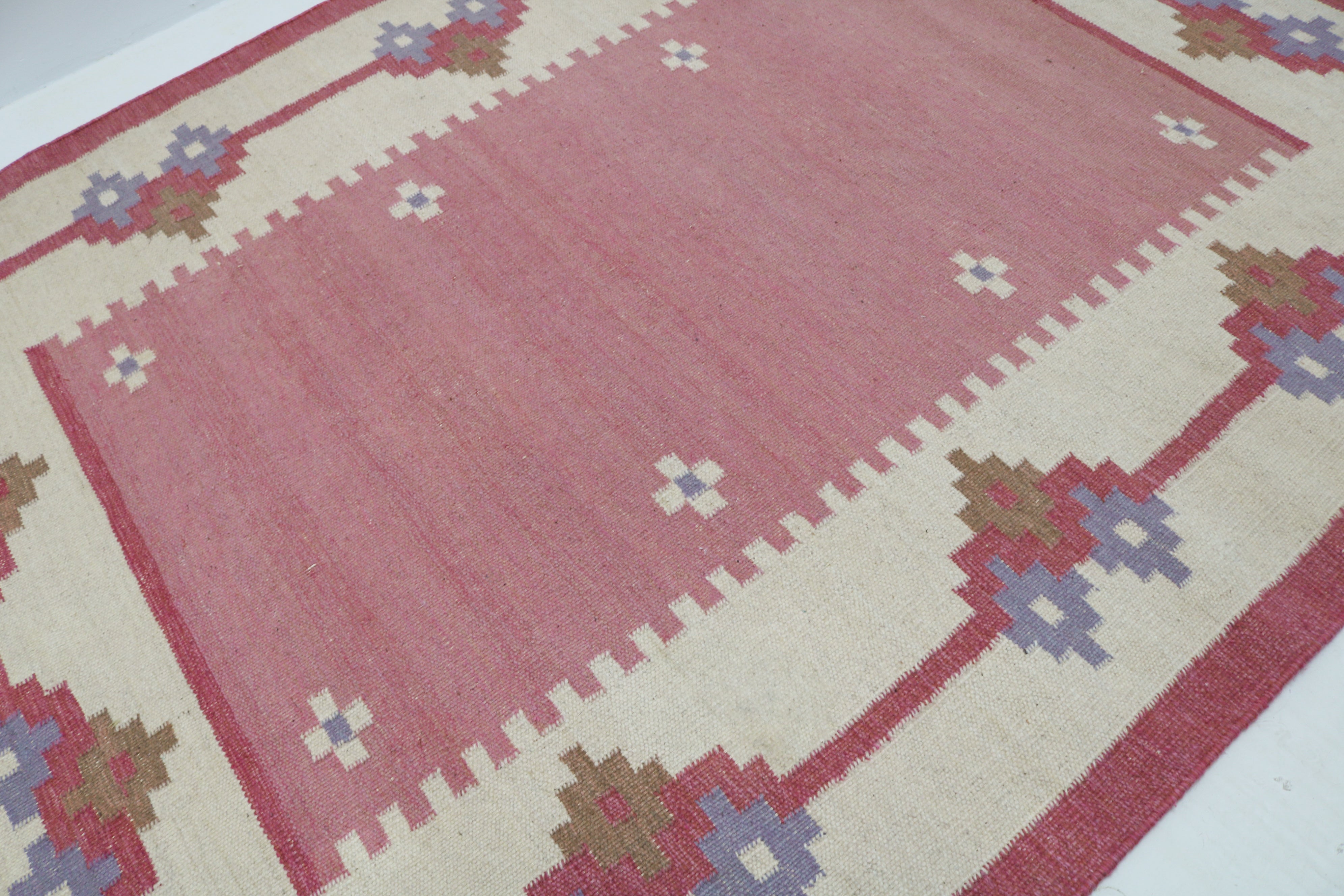 Vintage Swedish kilim rug 188 × 137 cm, handwoven wool Scandinavian flatweave 7