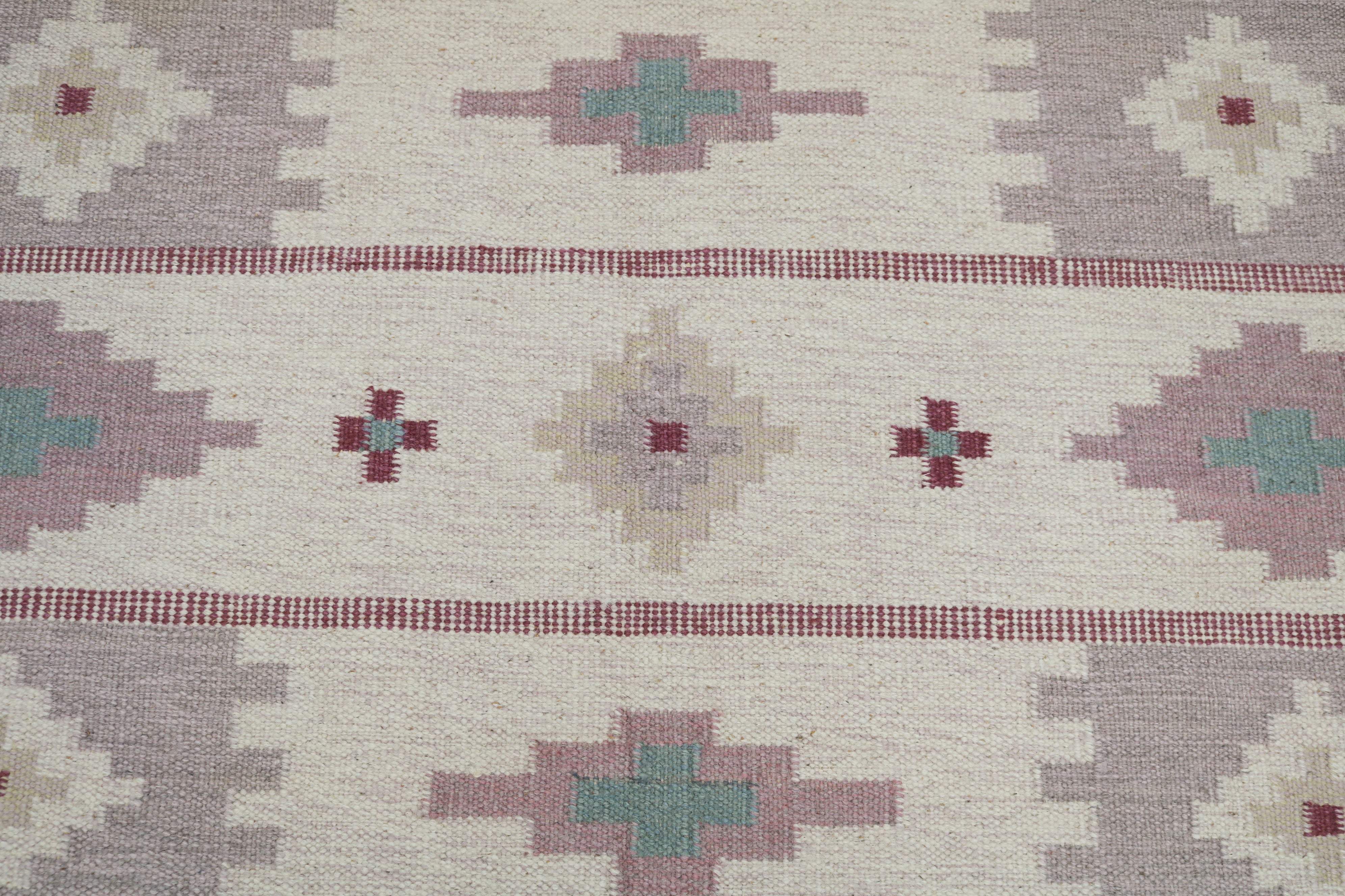 Vintage Swedish kilim rug 188 × 137 cm, handwoven wool Scandinavian flatweave 13