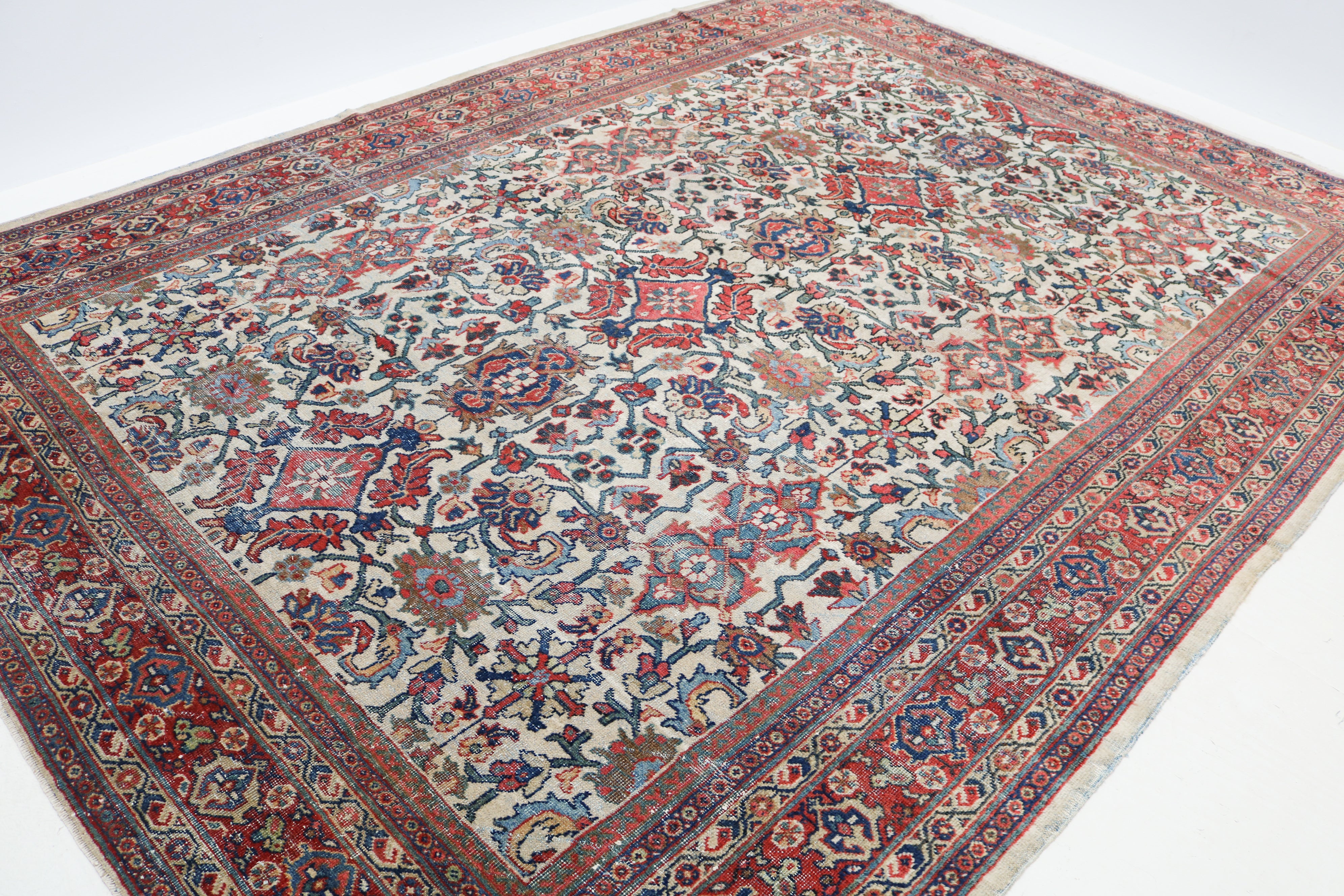 Antique Persian Mahal rug 350 × 256 cm, hand-knotted in wool, circa 1920
