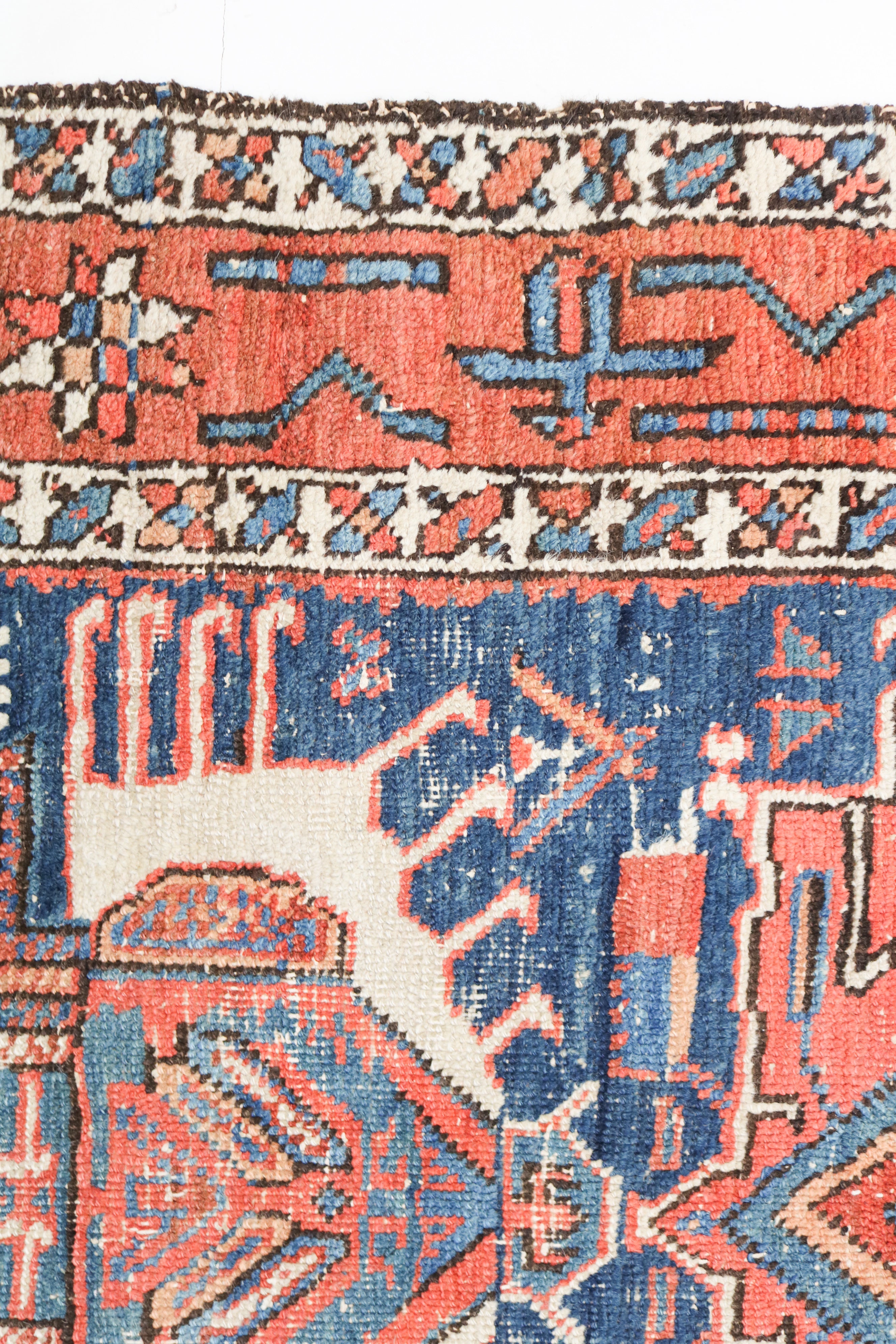 Antique Persian Bakhshayesh rug circa 1900, hand-knotted in wool with geometric design and naturally aged character