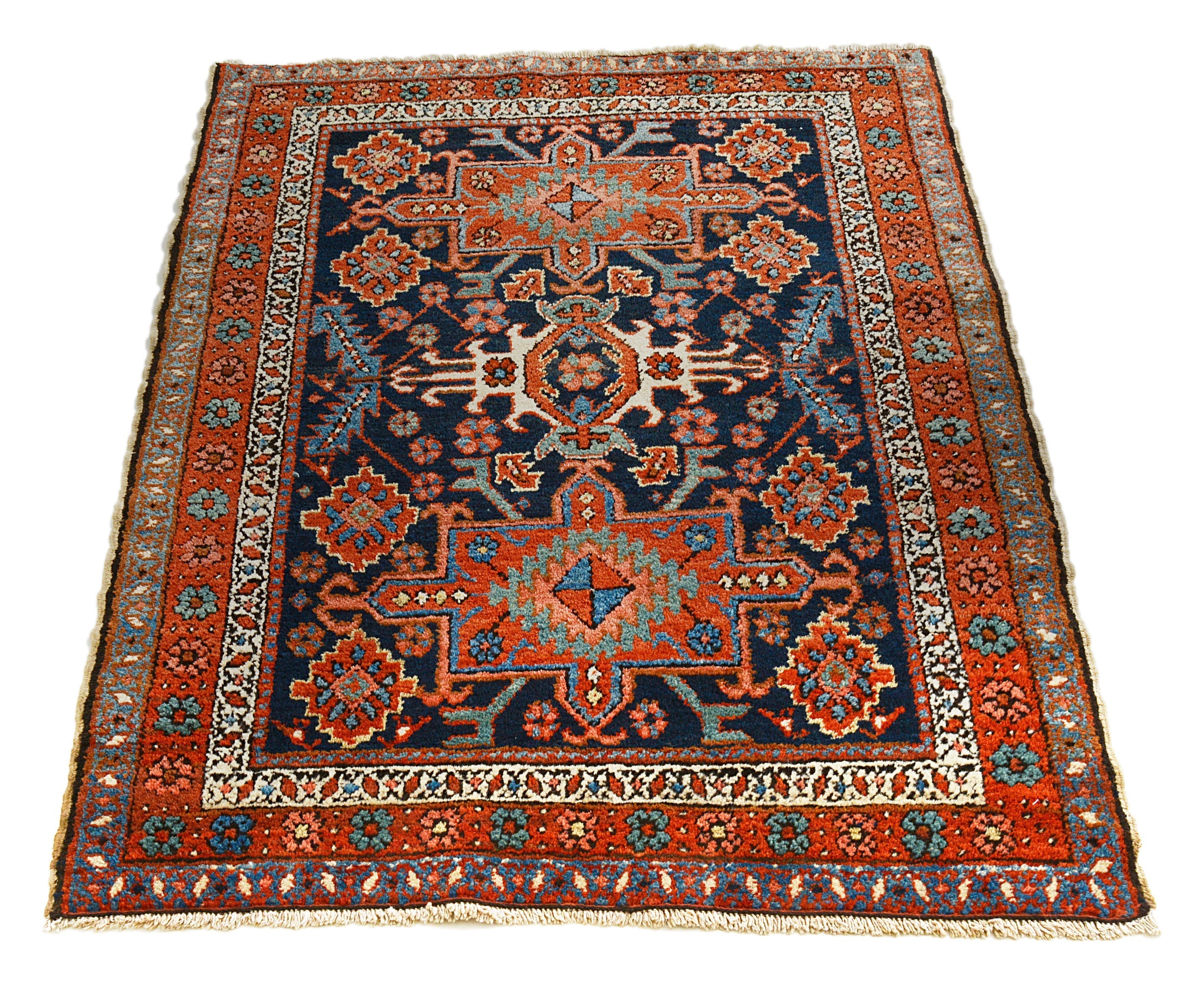 Hand-knotted Antique Persian Heriz Rug with traditional geometric design for Belgravia homes, London | Hakiemie Rug Gallery