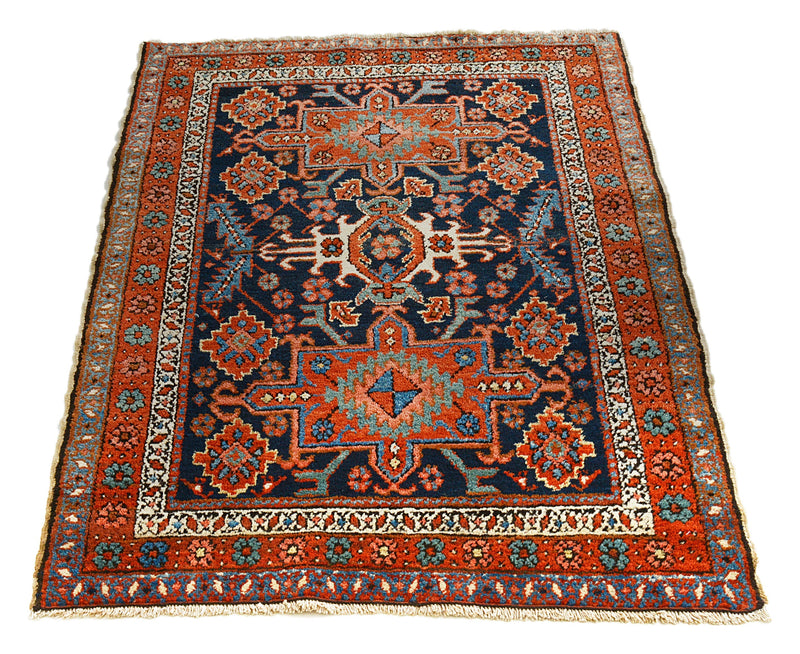 Hand-knotted Antique Persian Heriz Rug with traditional geometric design for Belgravia homes, London | Hakiemie Rug Gallery