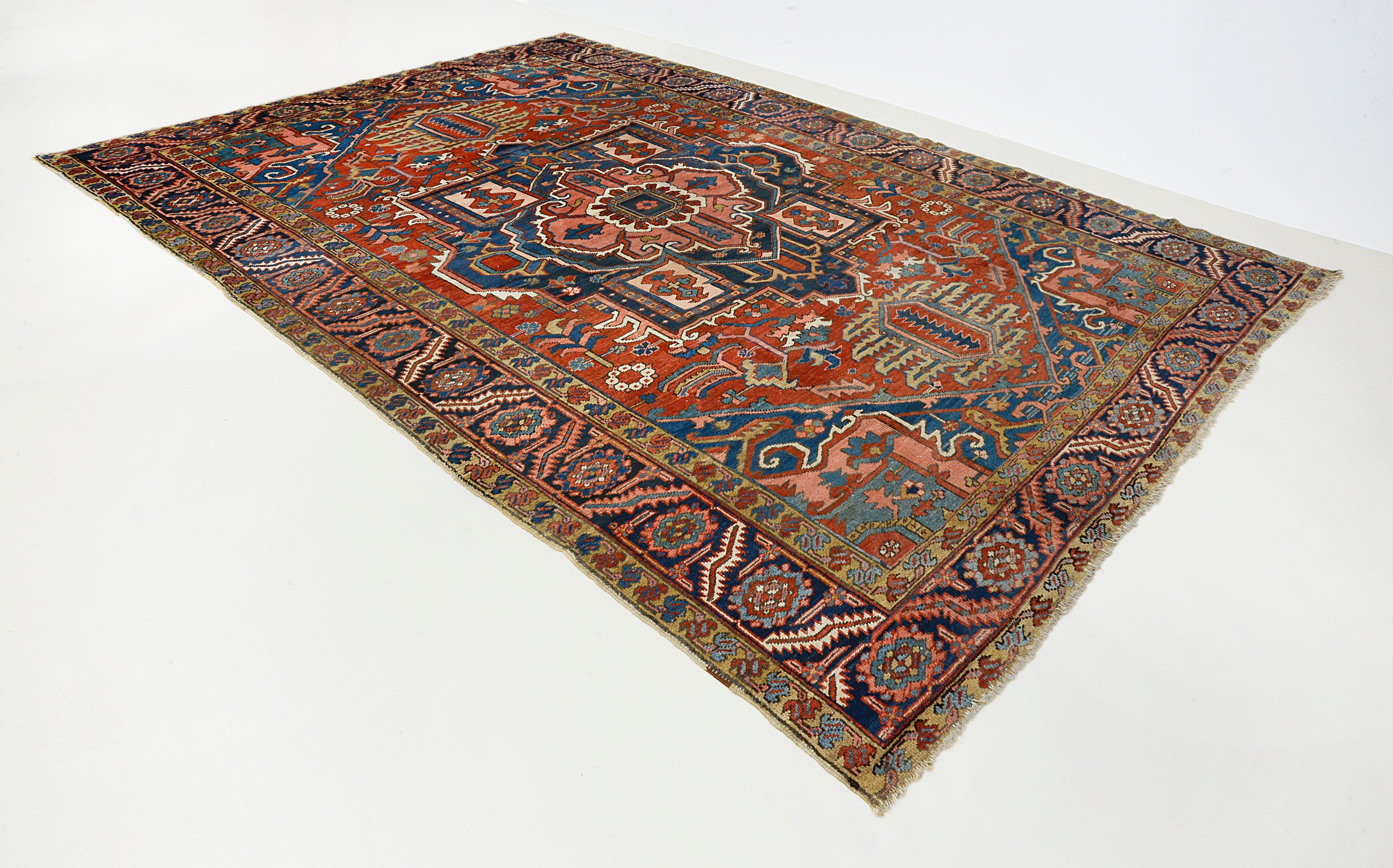 Hand-knotted Antique Persian Heriz Carpet with traditional geometric design for Knightsbridge homes, London | Hakiemie Rug Gallery