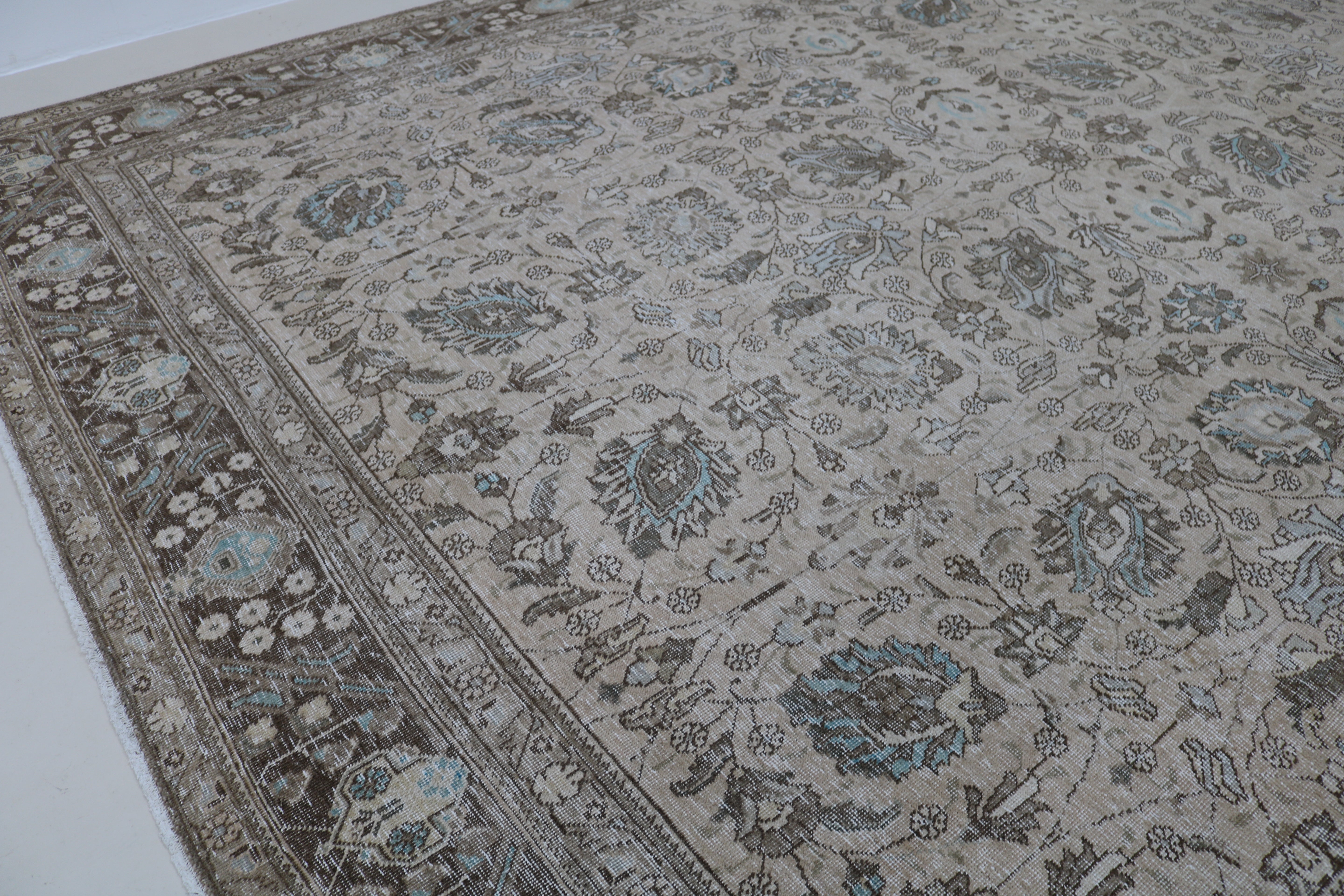 Decorative Vintage Persian Tabriz Carpet, 380 × 296 cm, Circa 1940