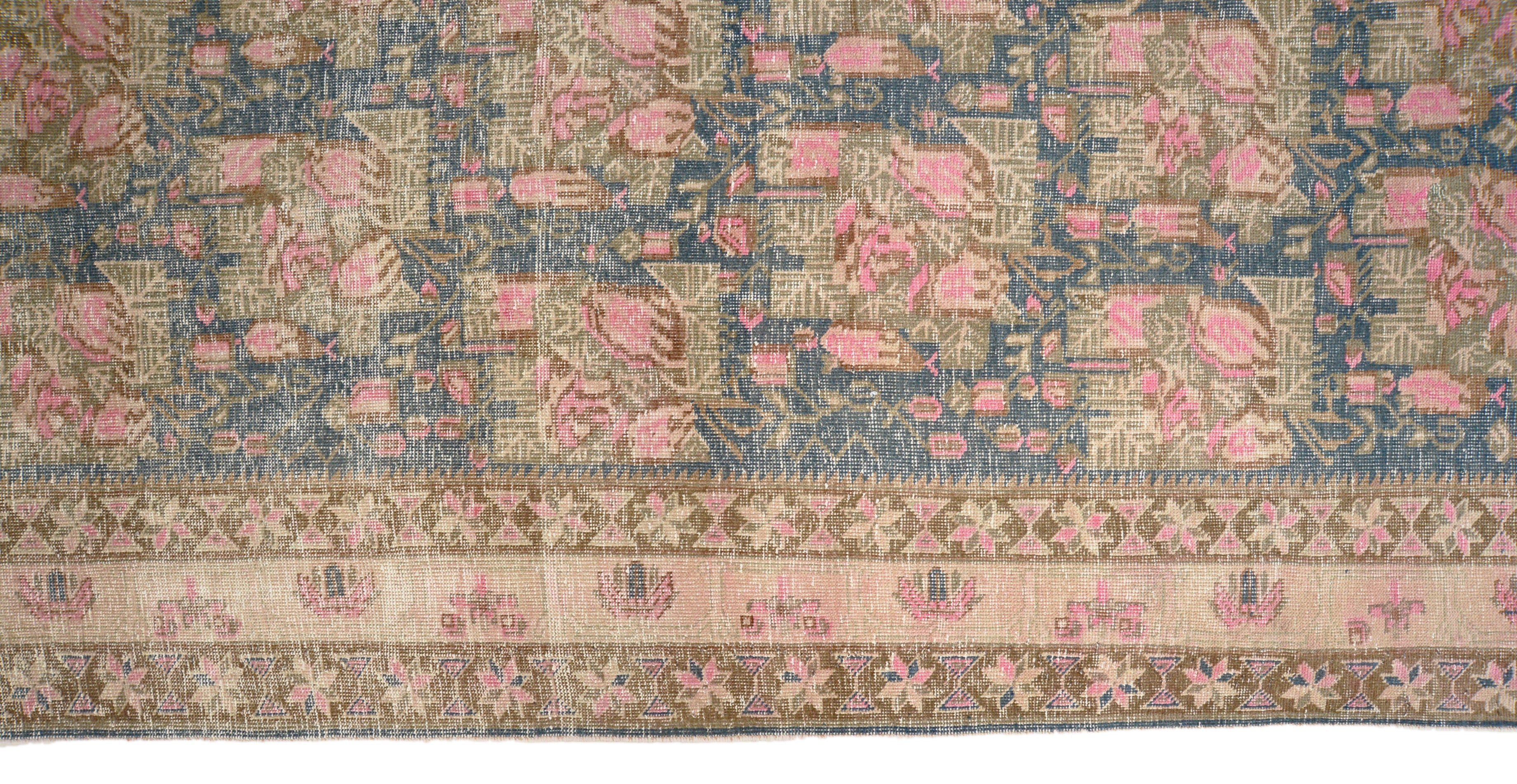 Close-up details of vintage Persian Afshar rug showing wool texture, borders, and natural patina
