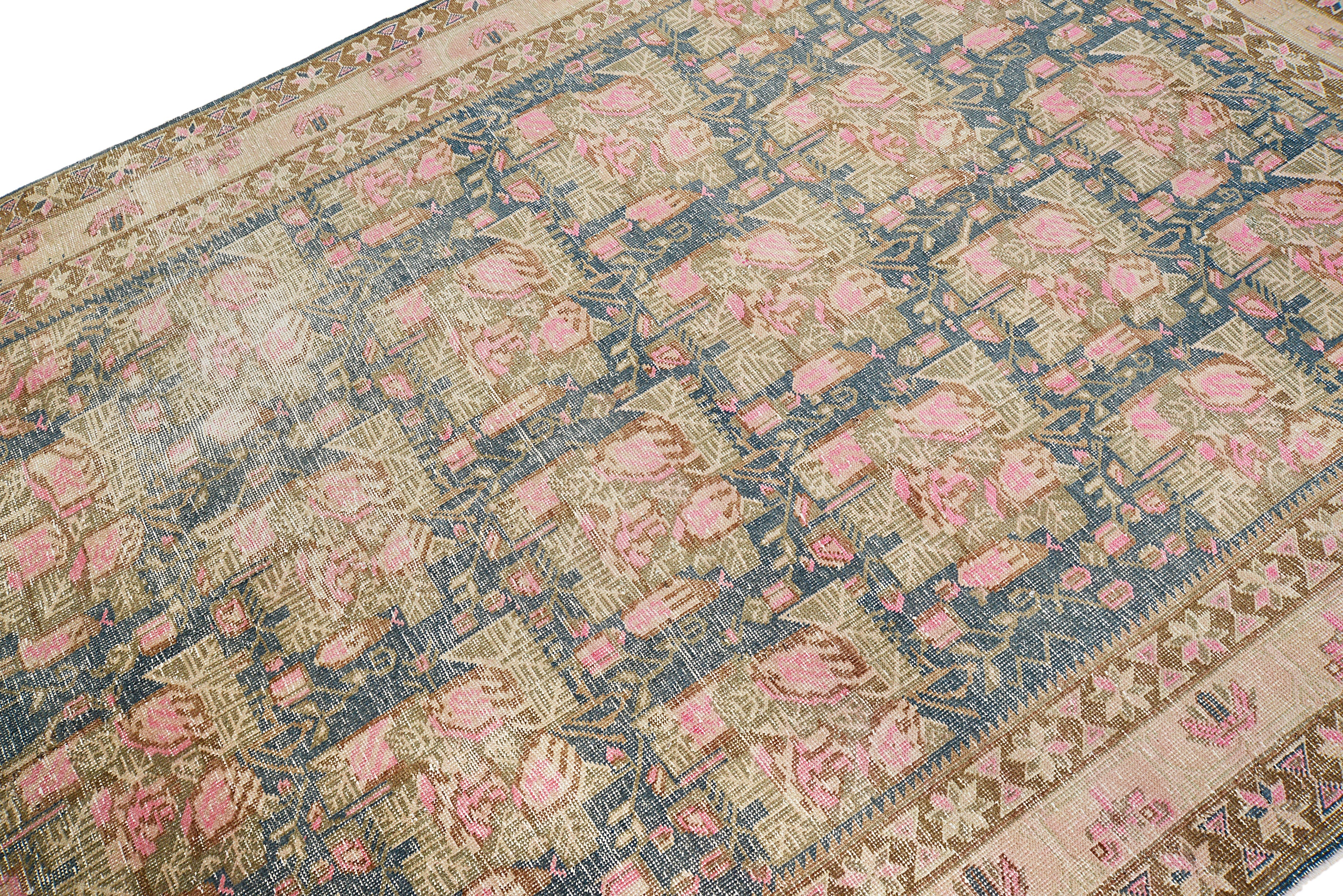 Close-up details of vintage Persian Afshar rug showing wool texture, borders, and natural patina
