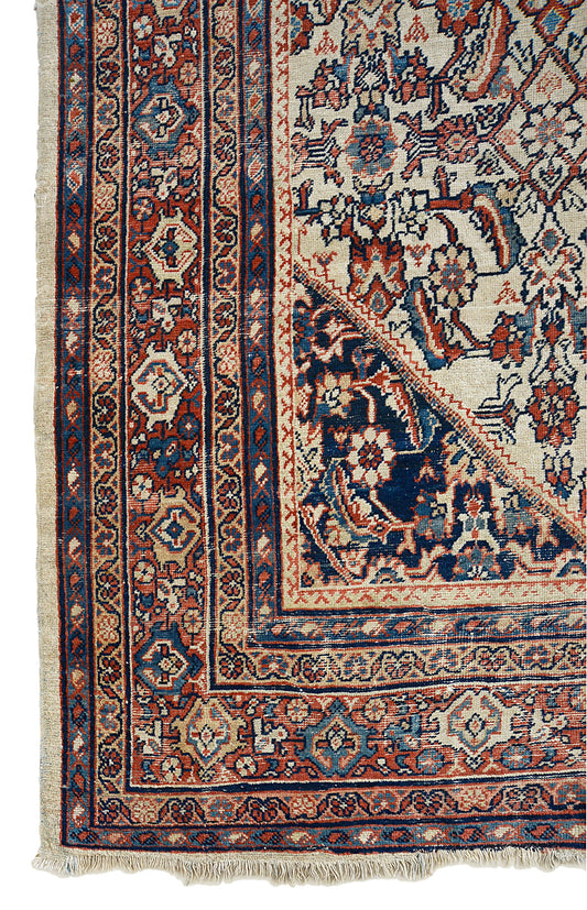 Antique Persian Mahal carpet 305x267 cm hand-knotted in Iran, circa 1900
