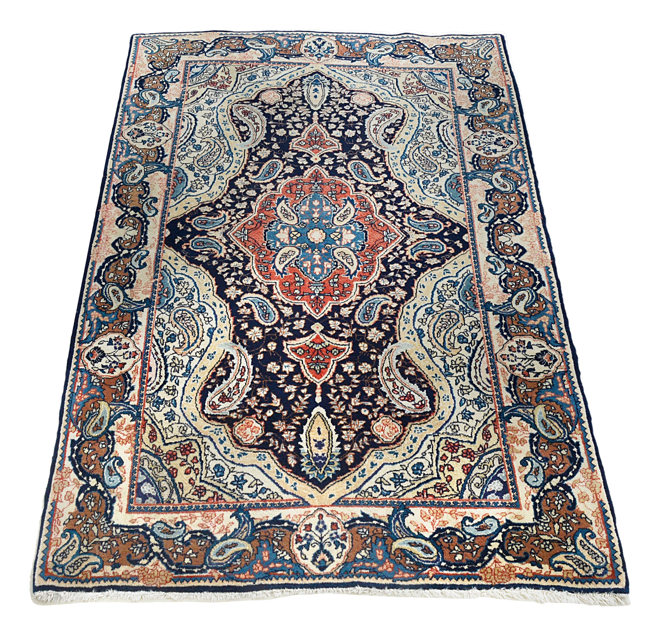 Full view of fine antique Persian Sarouk rug 157x103 cm handwoven in Iran, circa 1920
