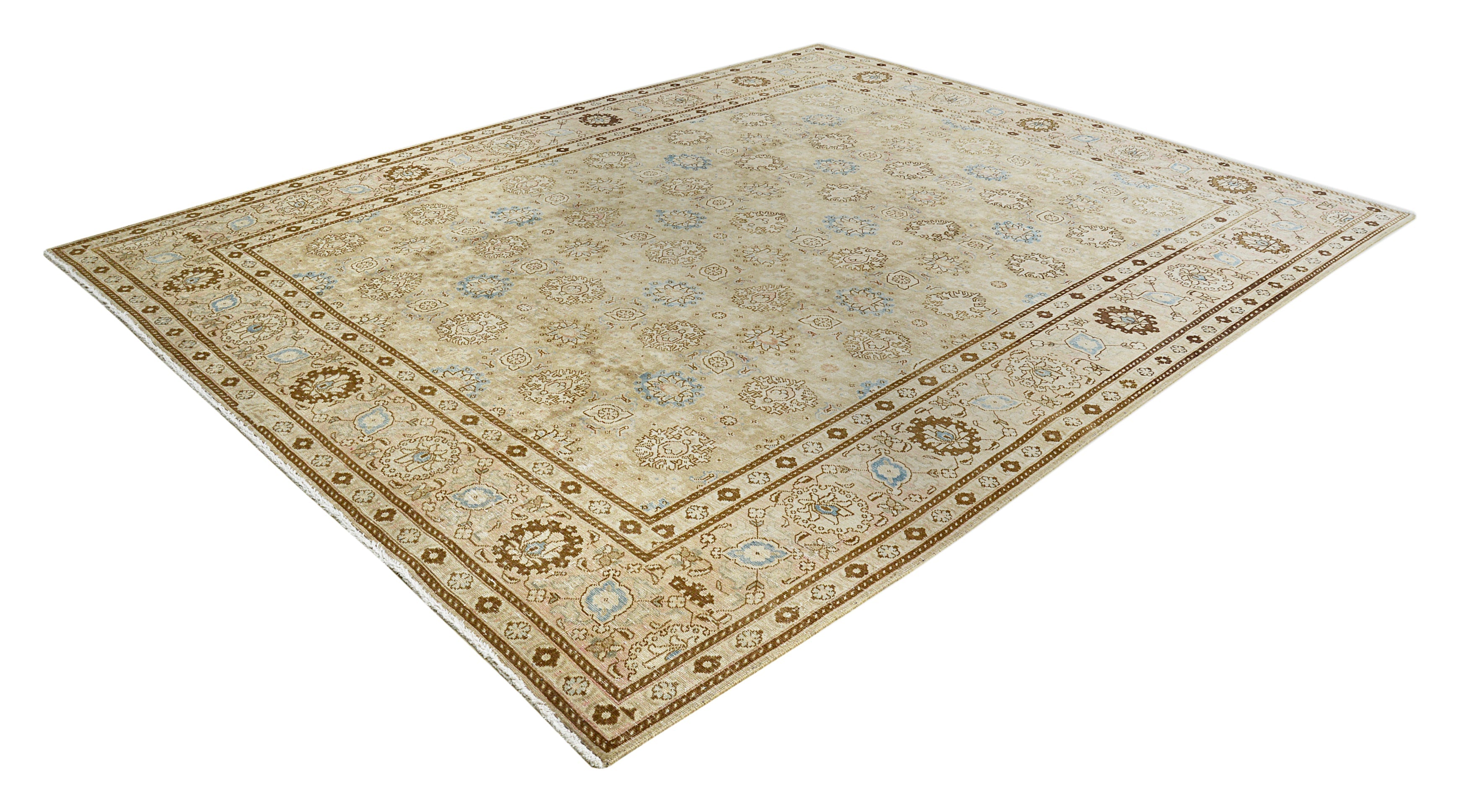 Large vintage Tabriz carpet from Persia featuring refined pattern and balanced composition
