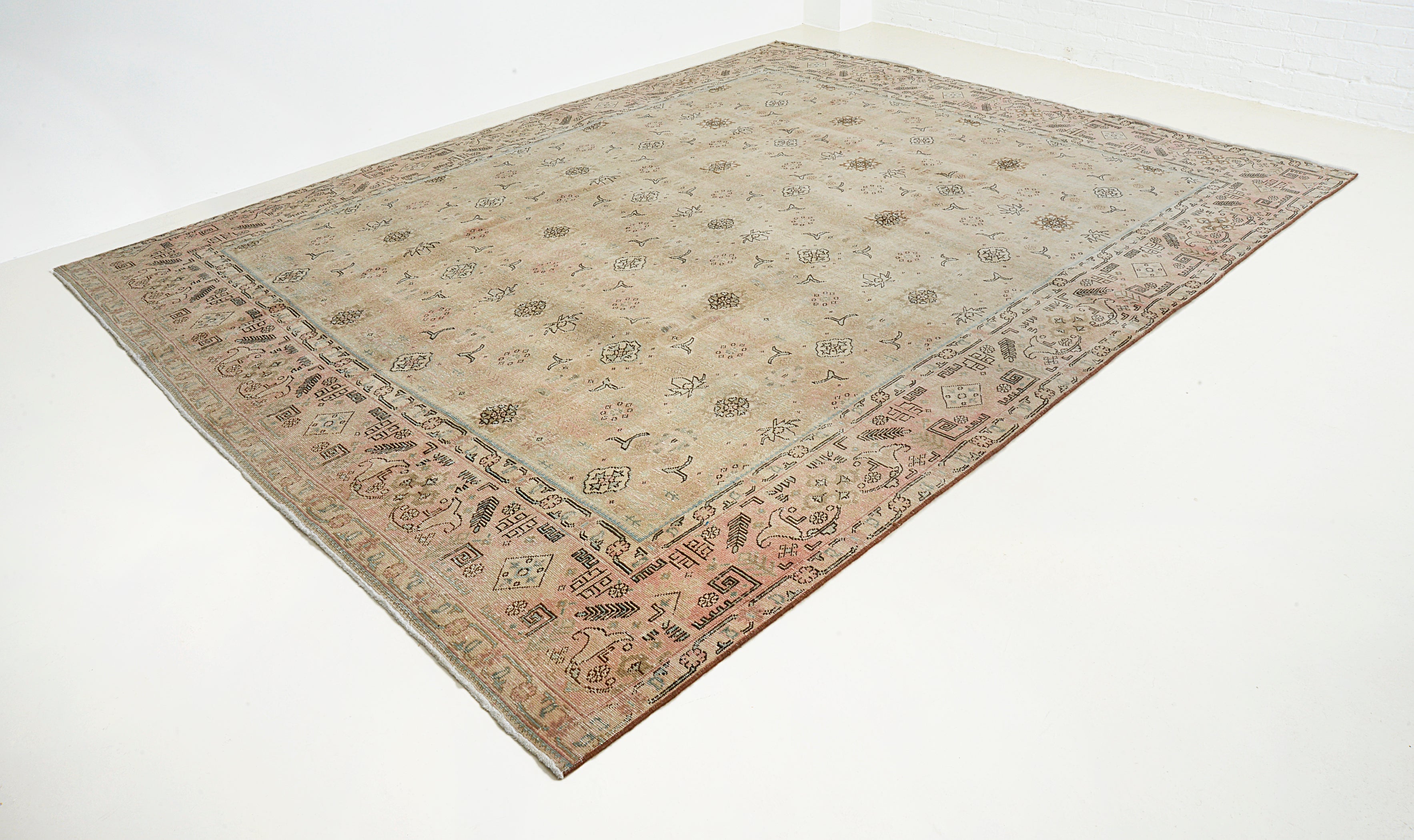 Large vintage Tabriz carpet from Persia featuring refined design and balanced composition
