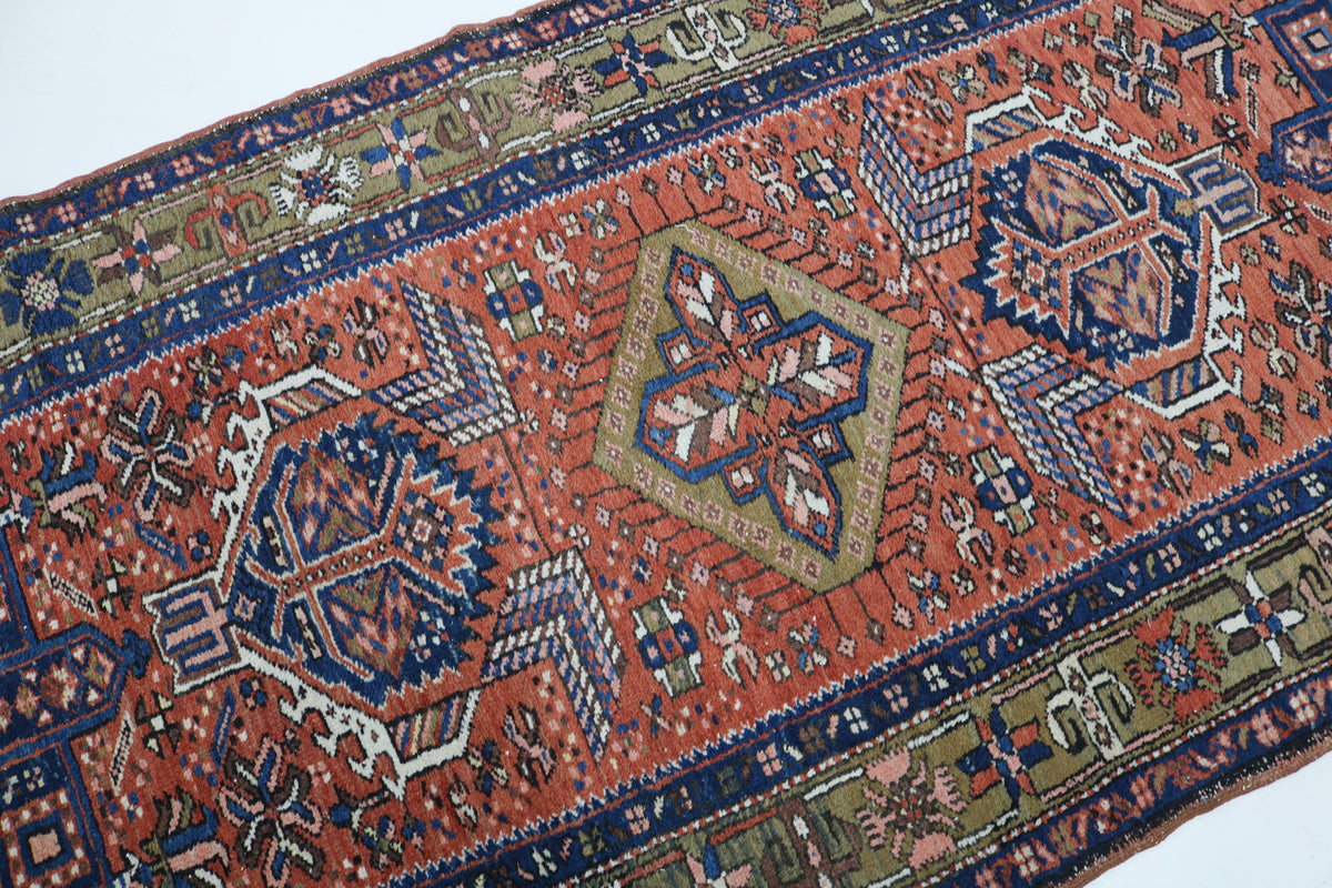 Close-up of Karaja runner showing layered medallions and intricate geometric designs