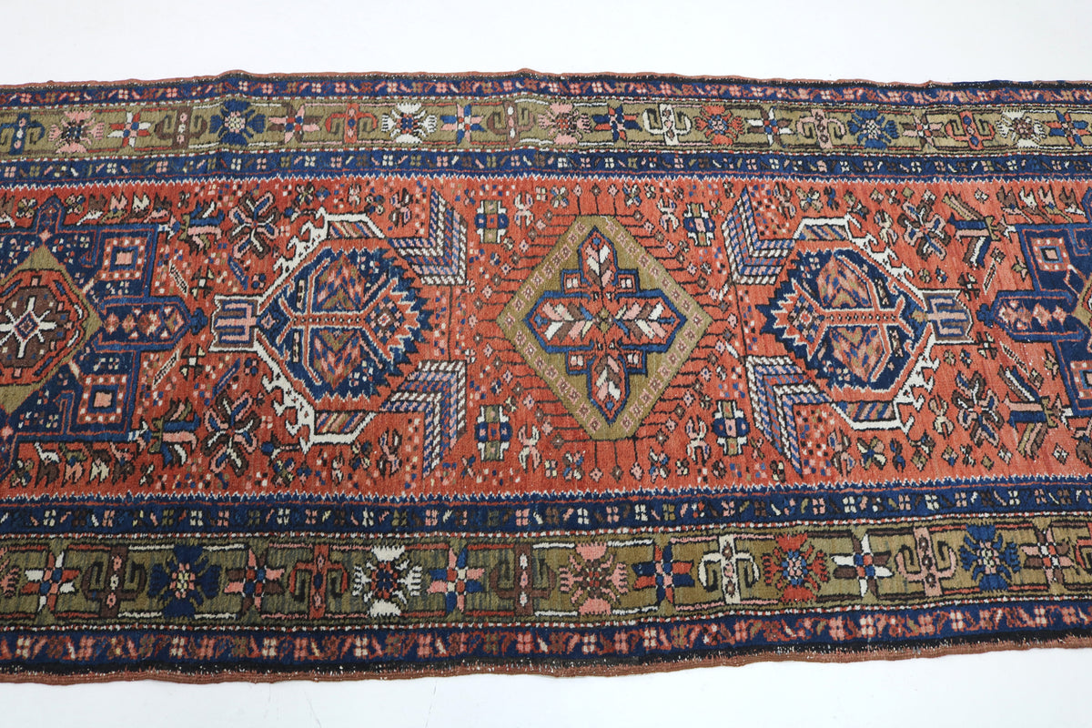 Close-up of Karaja runner showing central geometric medallion and intricate tribal motifs