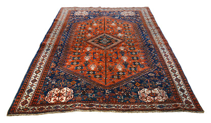 Antique Persian Qashqai Carpet, 252 × 180 cm, Circa 1920