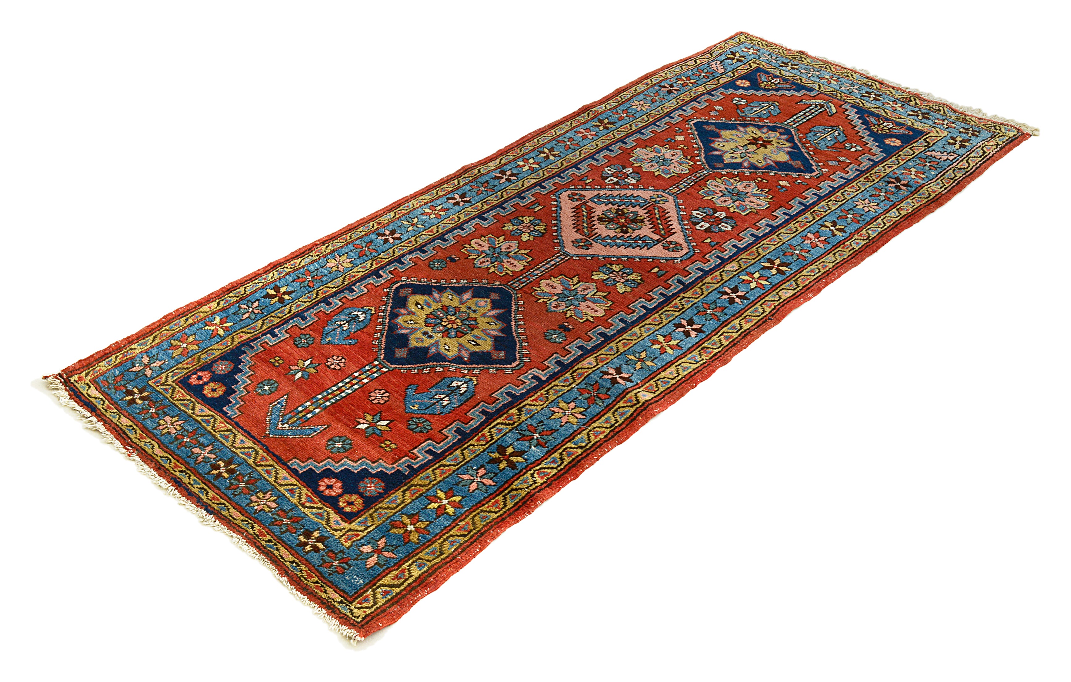 Antique Persian Heriz runner woven circa 1900, size 212 x 89 cm
