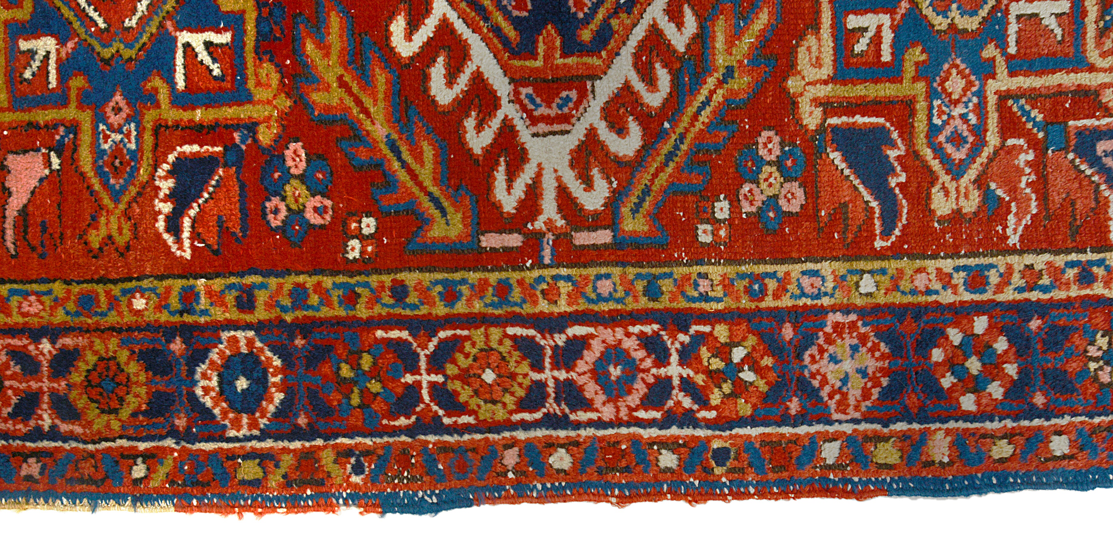 Border detail of an antique Persian Heriz rug
