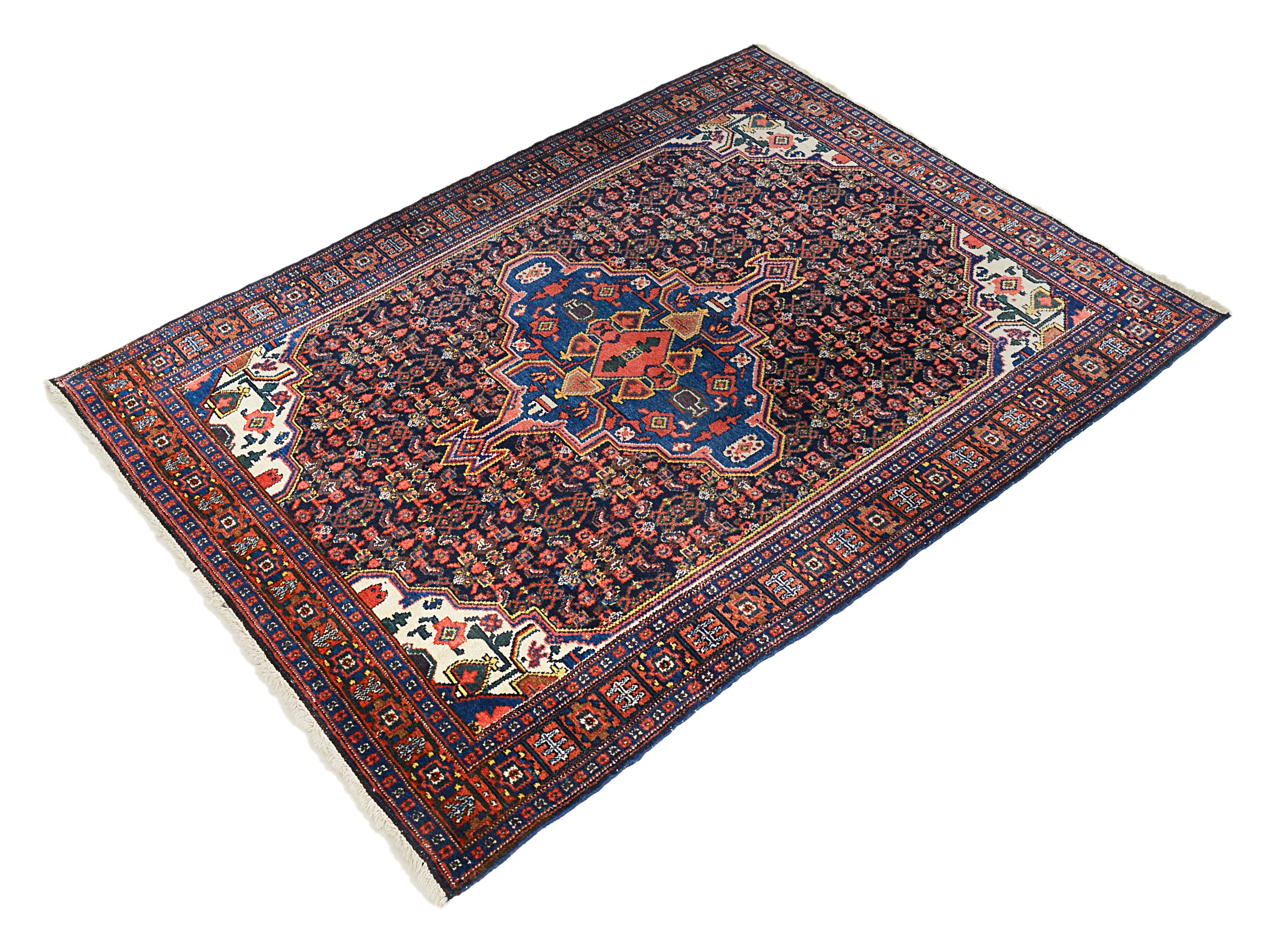 Decorative Persian  rug with intricate patterns on a white background