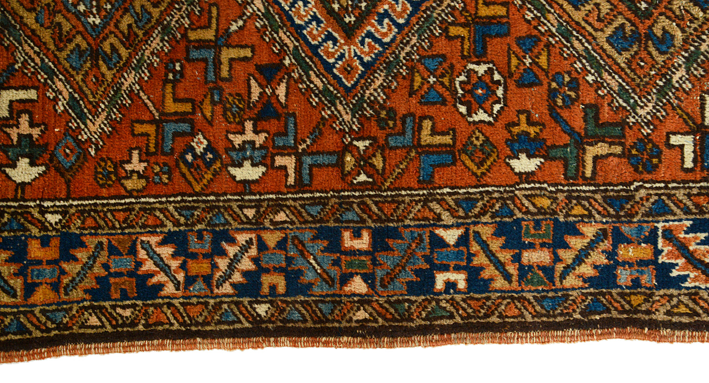 Border detail of antique Persian Heriz rug