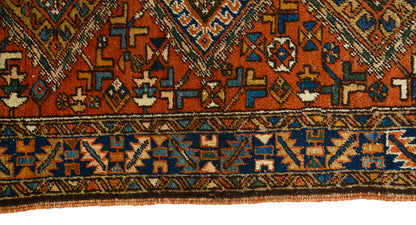 Border detail of antique Persian Heriz rug