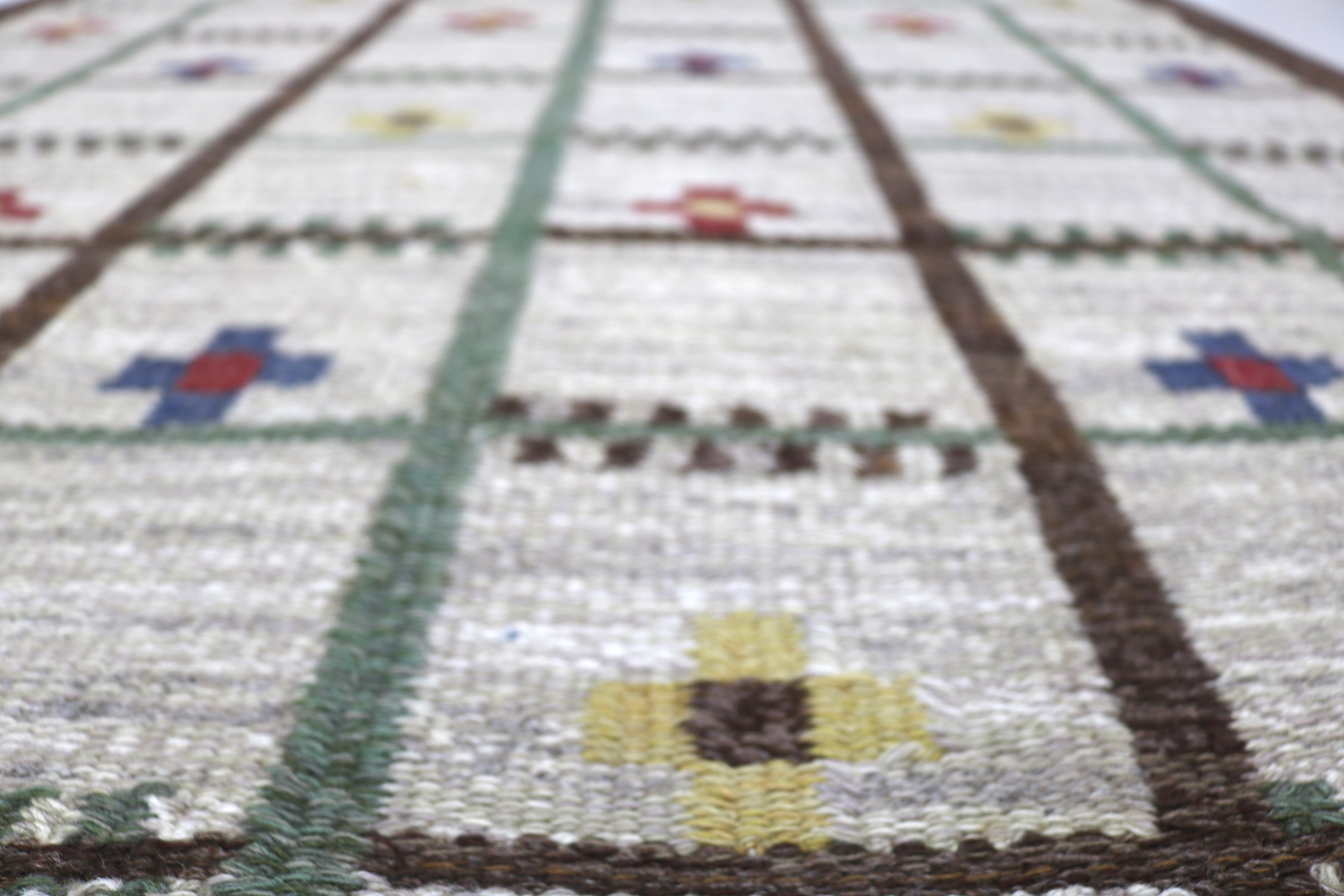Vintage Swedish Kilim Rug, 230 × 127 cm (circa 1950s–1960s)