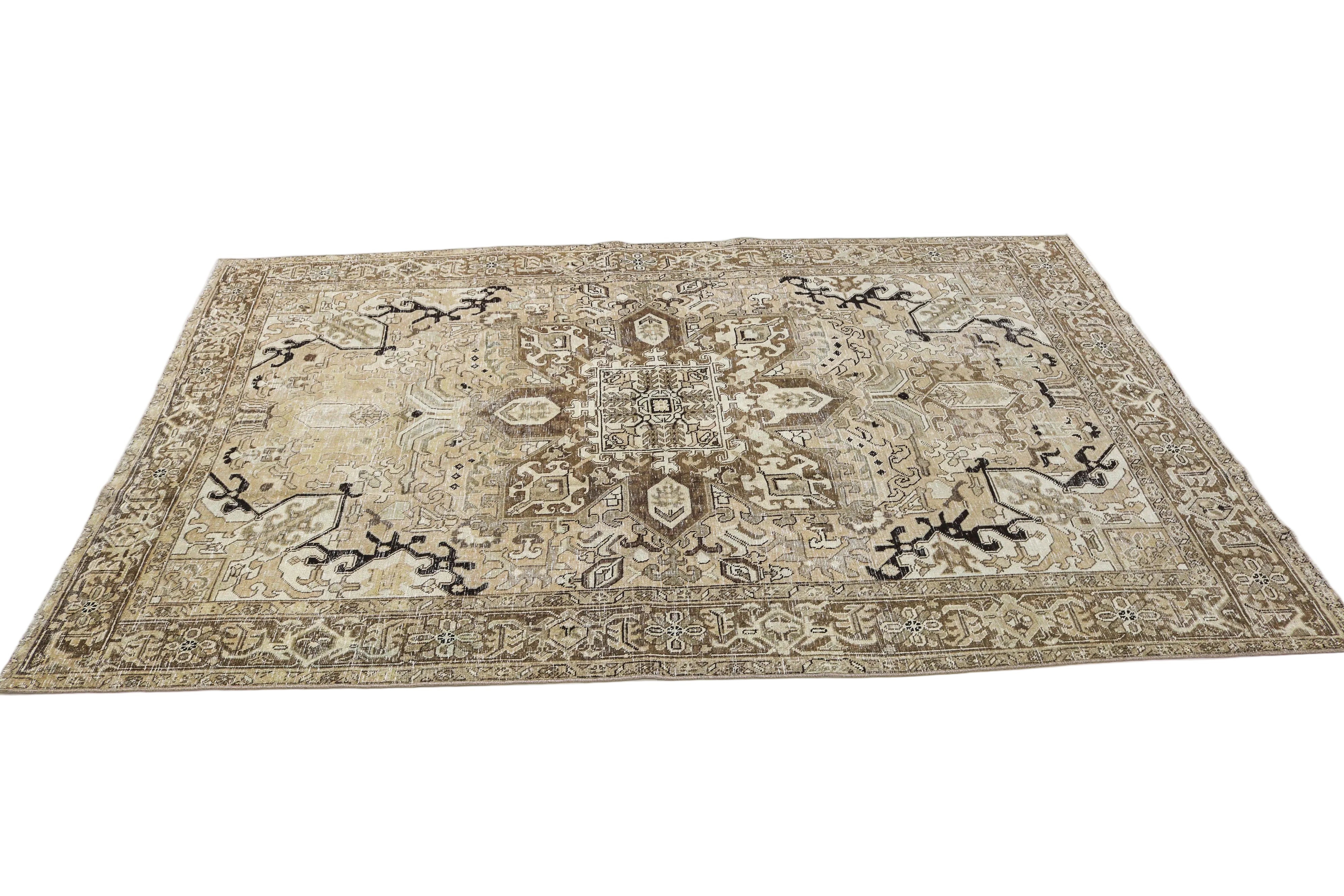 Oversized vintage Persian carpet circa 1940 displayed with traditional geometric motifs