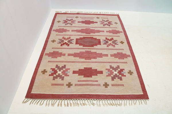 Vintage Swedish Kilim Rug, 283 × 192 cm (circa 1950s–1960s)