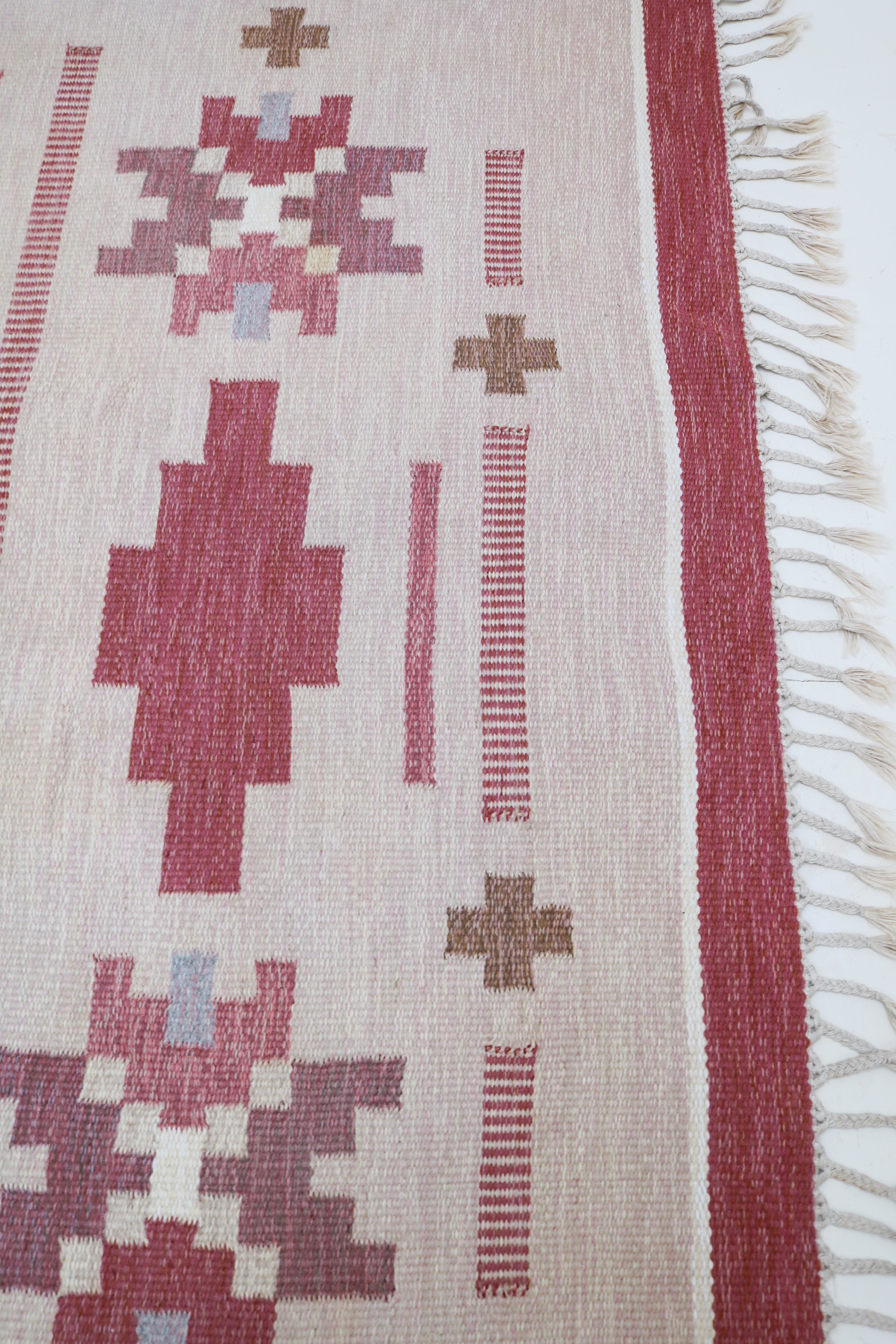 Vintage Swedish kilim rug 283 × 192 cm, handwoven wool flatweave with geometric Scandinavian design 7