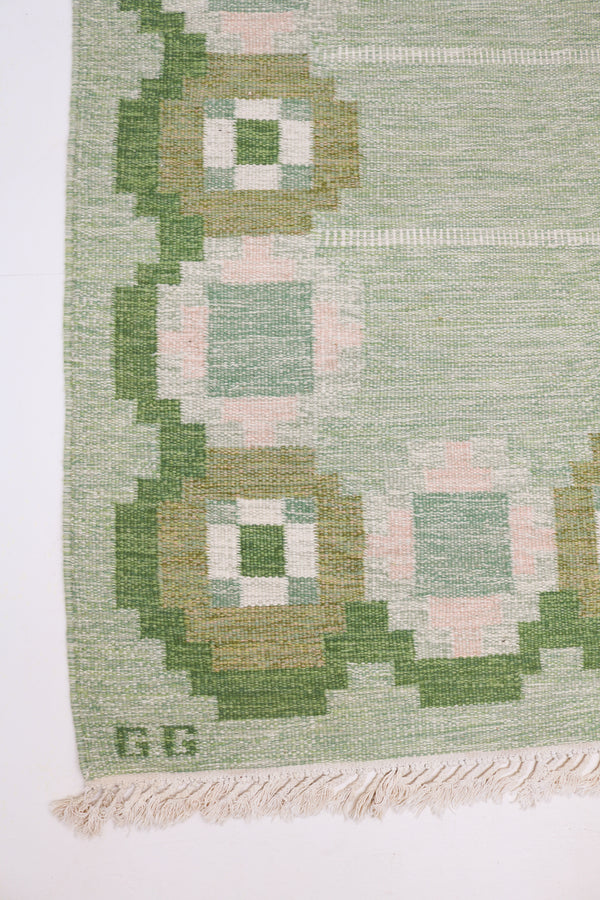 Vintage Swedish Kilim Rug, 240 × 137 cm (circa 1950s–1960s)