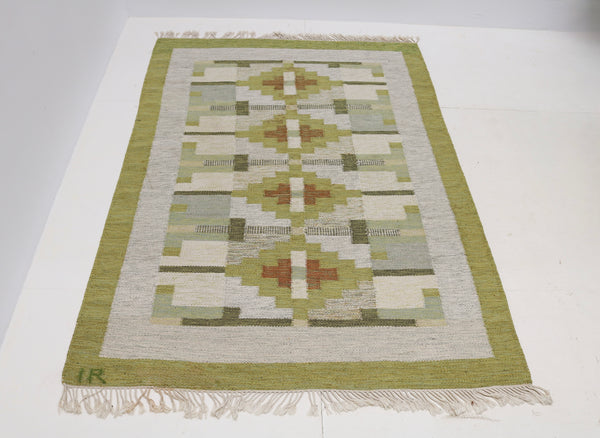 Vintage Swedish Kilim Rug, 231 × 169 cm (circa 1950s–1960s)